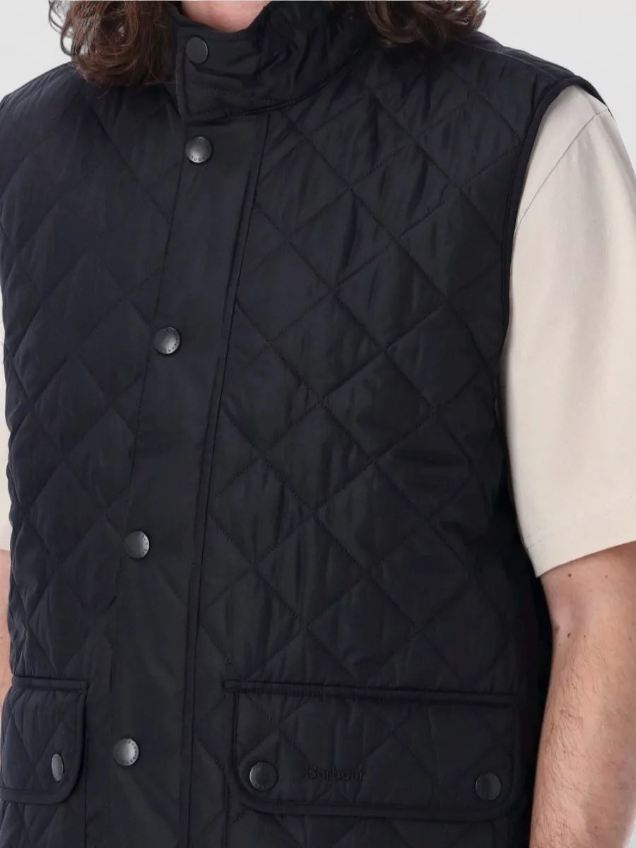 Barbour Hem Curved Pockets Front Collar Quilted Sleeveless