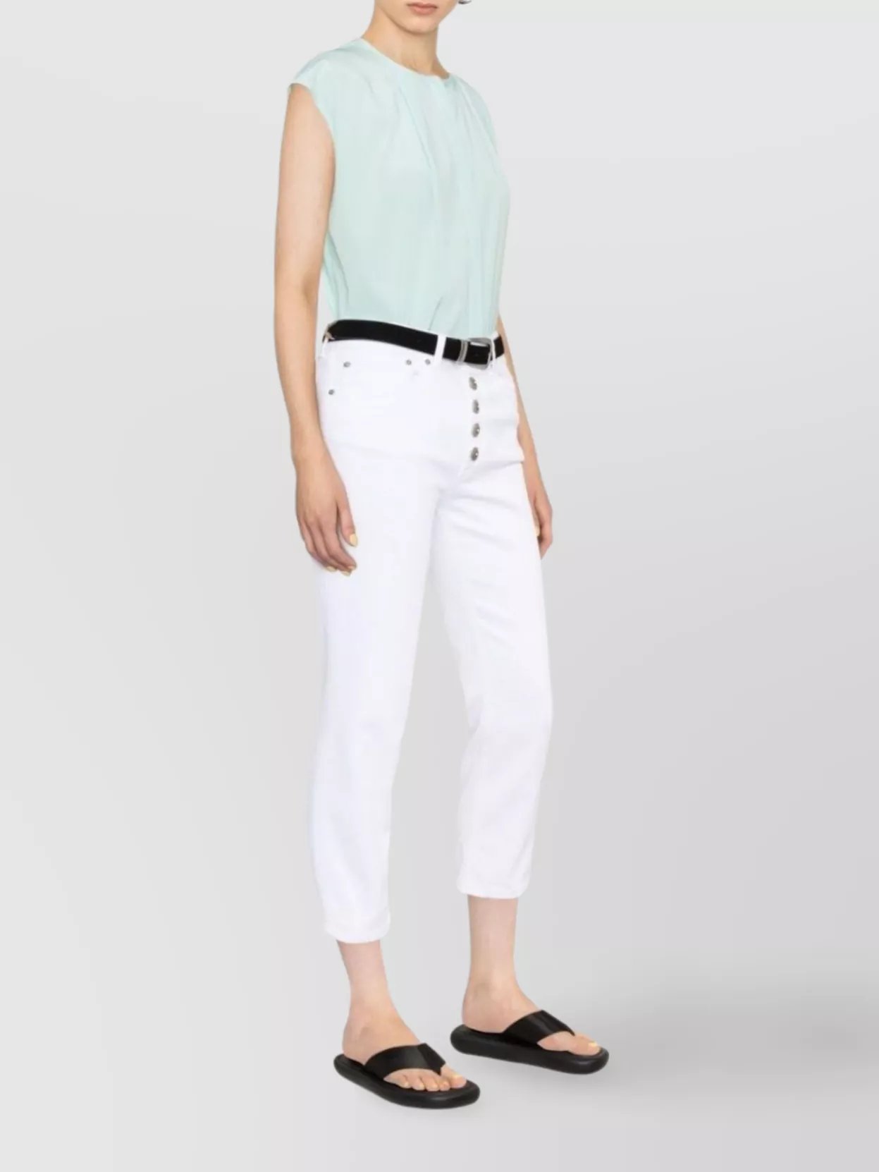 Shop Dondup Cropped Cotton-blend Denim Jeans With Button Detailing