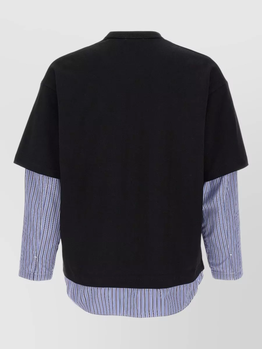 Comme Des Garçons Striped Cotton Poplin Insert Long-Sleeve T-Shirt