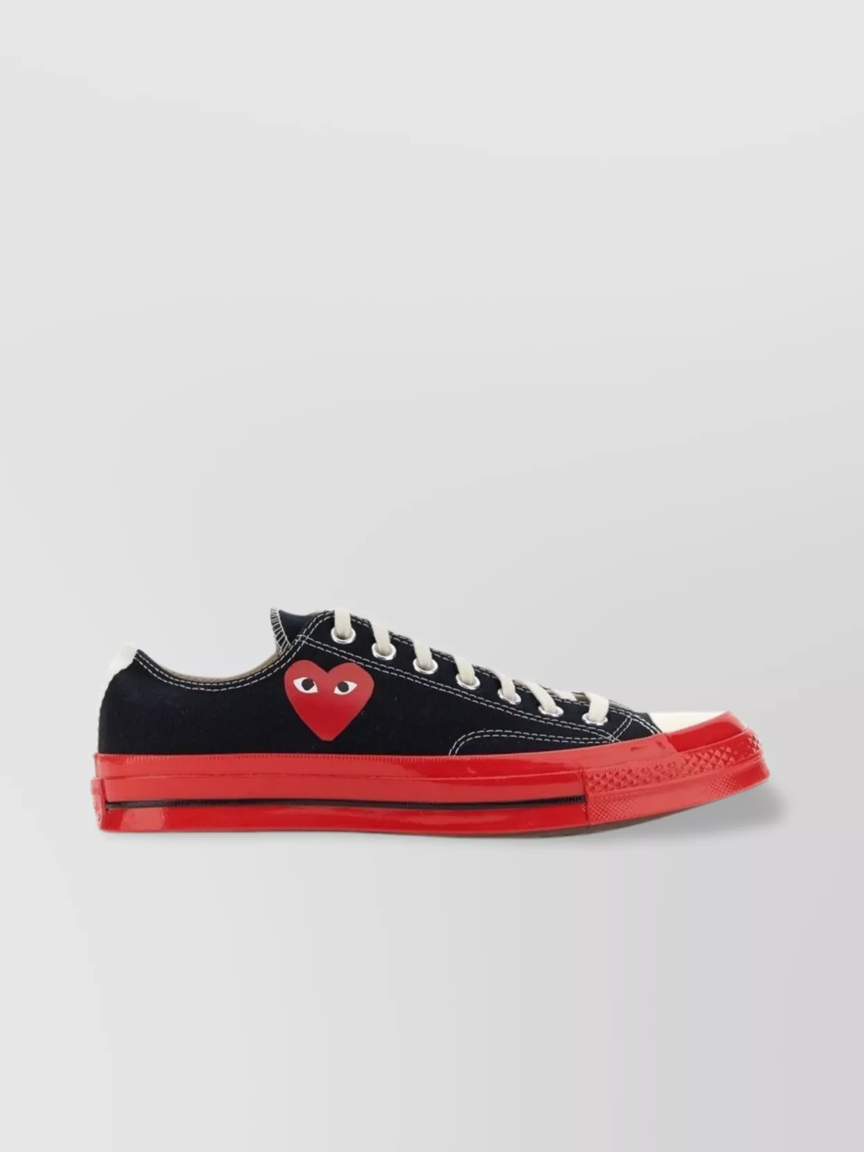 Comme Des Garçons Play Heart Print Canvas Sneaker With Contrast Sole