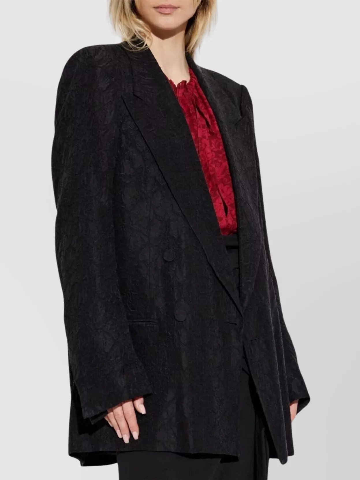 Dries Van Noten Longline Textured Jacket Notched Lapels In Brown
