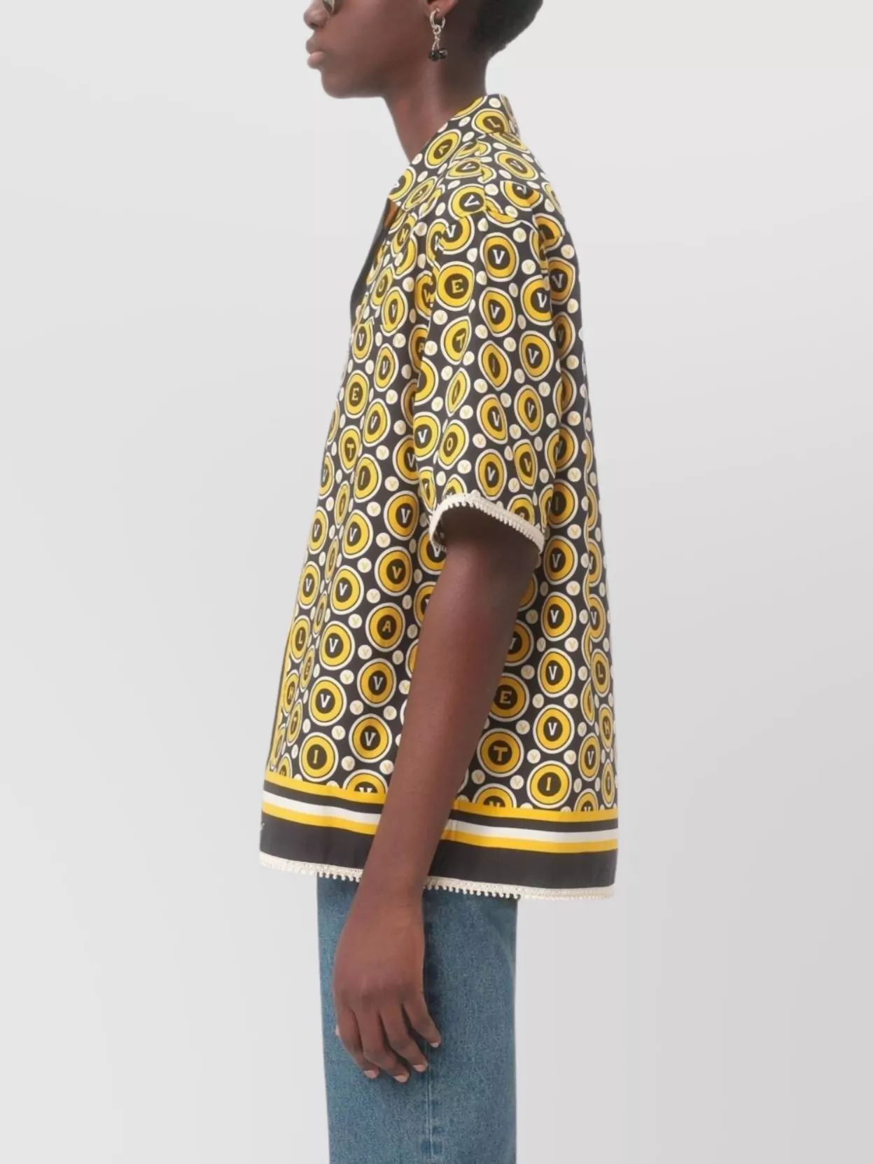 Valentino Garavani Graphic Print Short Sleeve Shirt With Notched Collar
