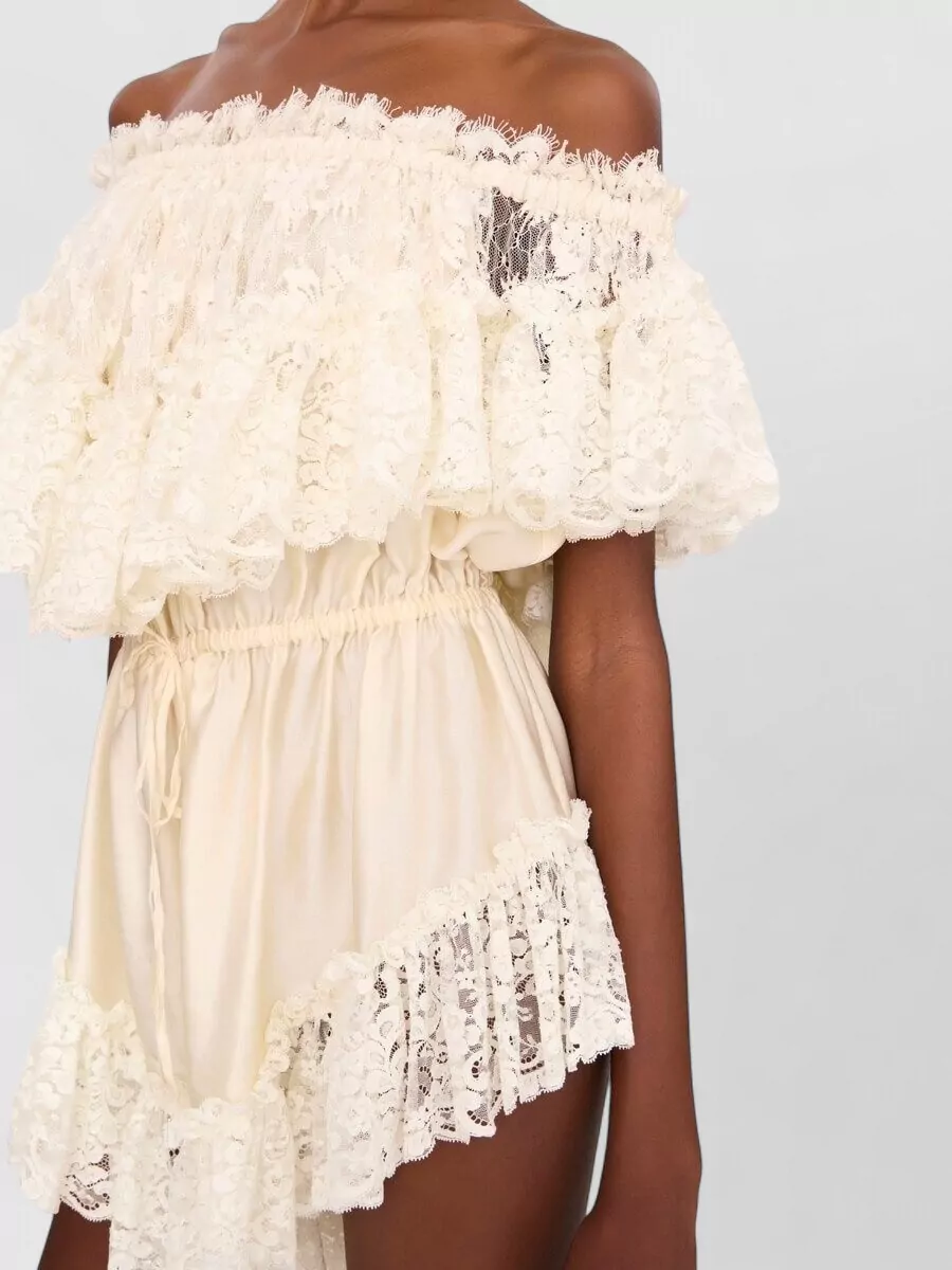 Chloé Silk Off-The-Shoulder Ruffled Mini Jumpsuit