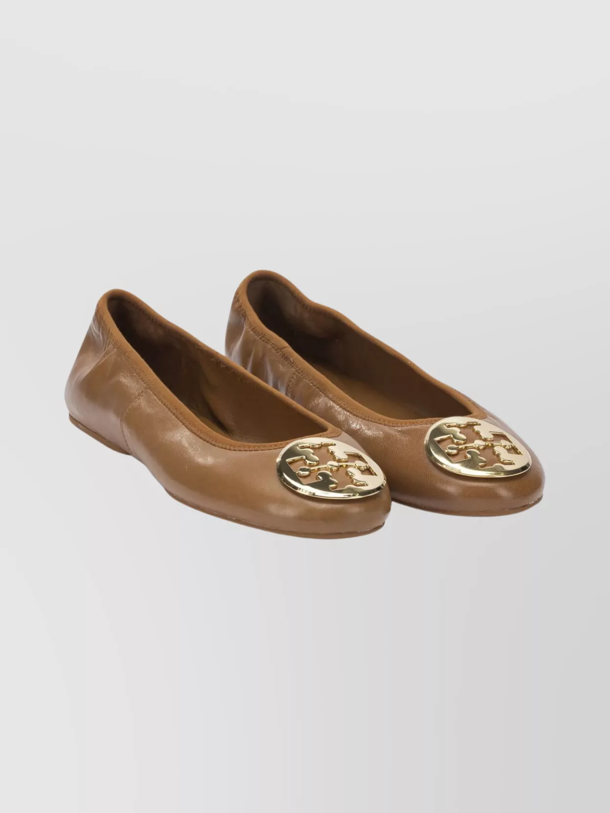 Tory Burch Round Toe Ballerina Shoes With Textured Outsole