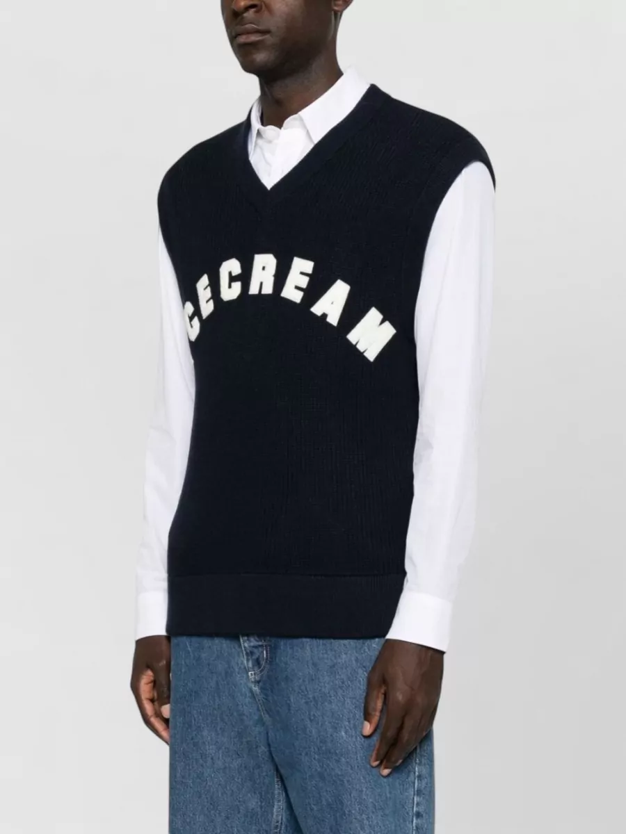 Icecream Waffle Knit V-Neck Sleeveless Vest