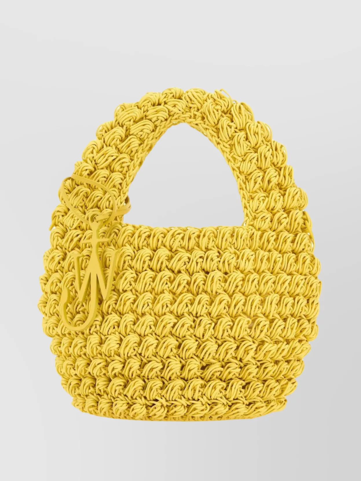Shop Jw Anderson Structured Knit Shopping Bag In Yellow