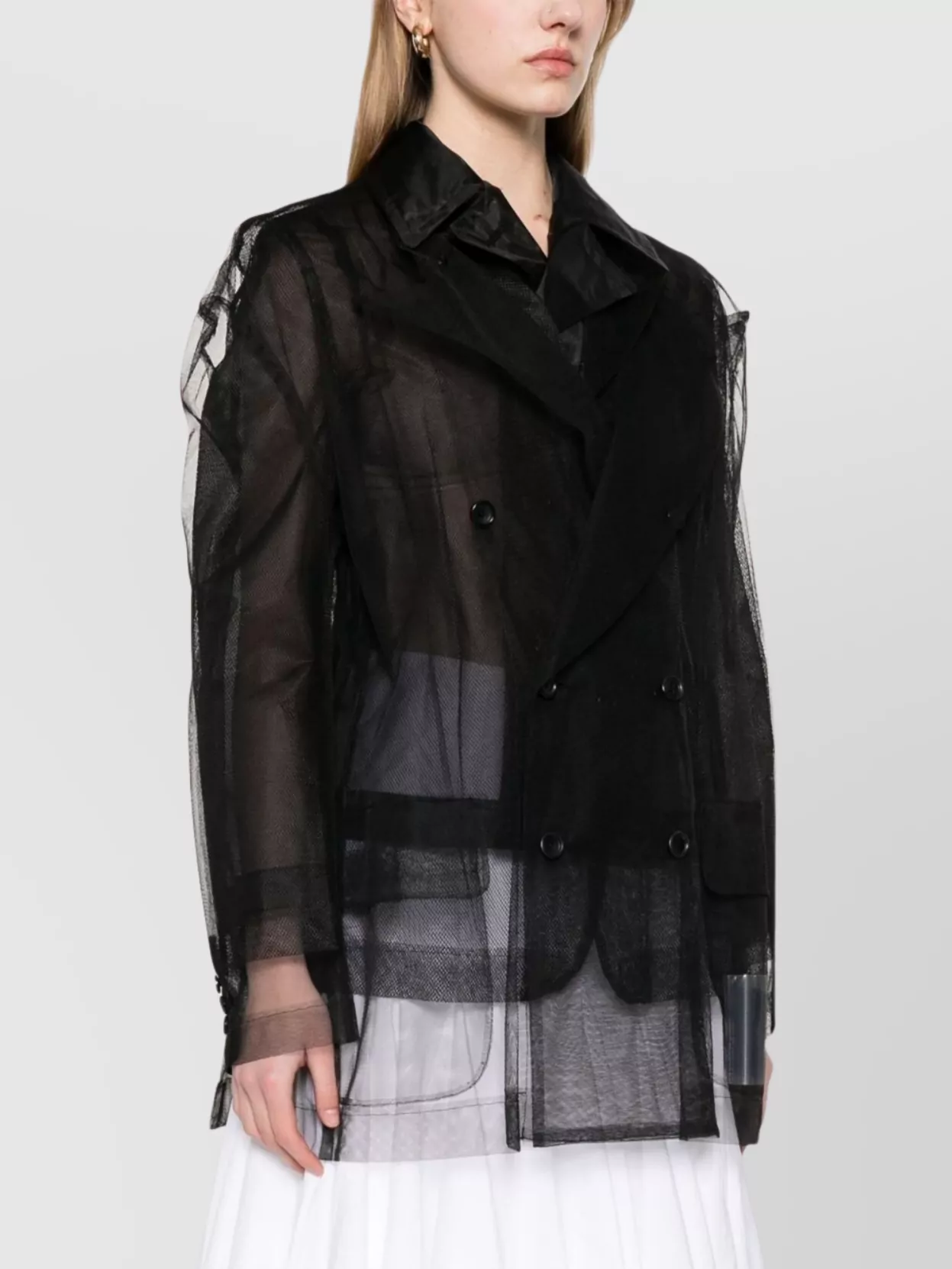 Shop Comme Des Garçons Layered Sheer Jacket Longline Design