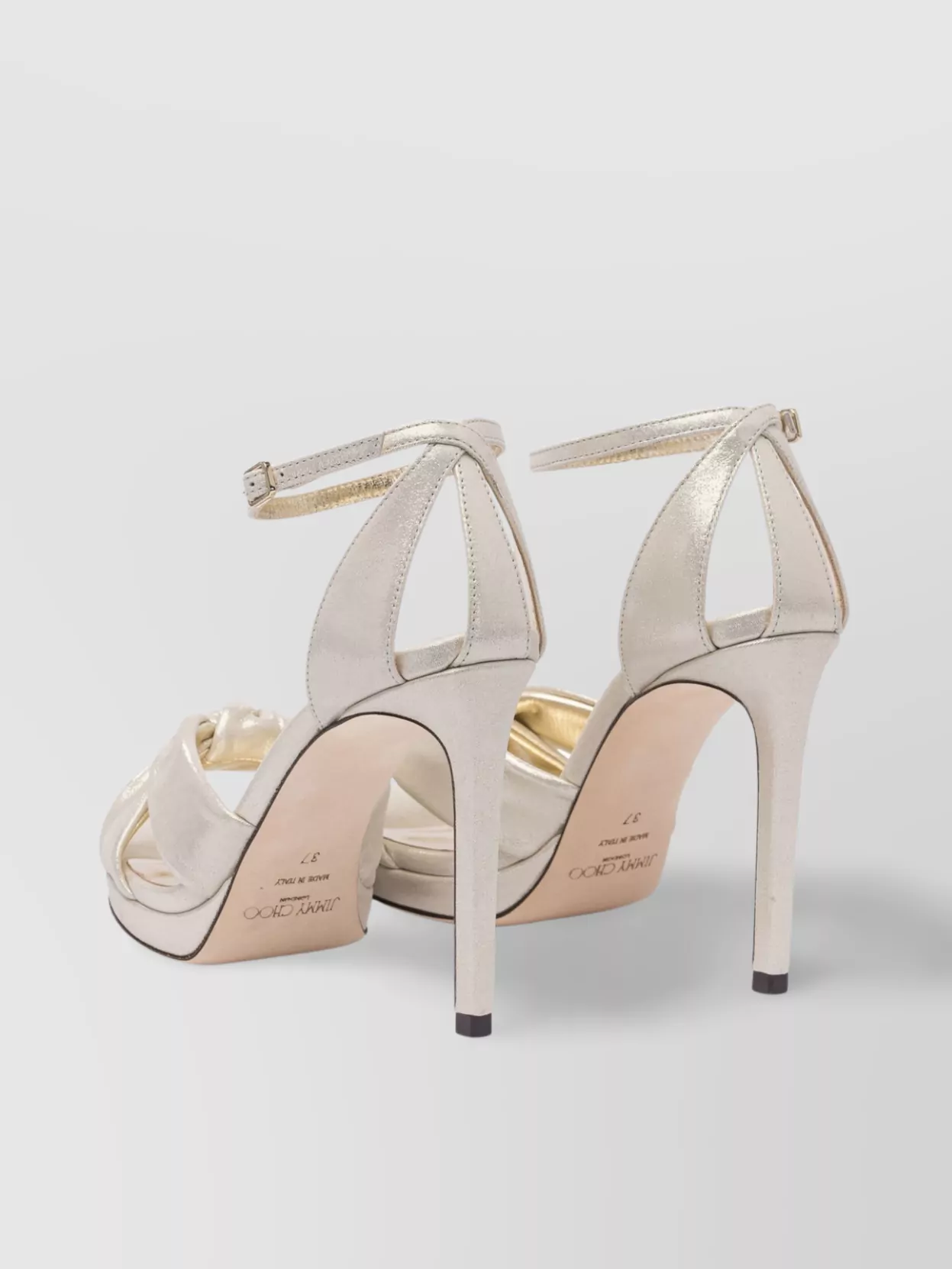 Jimmy Choo Knotted Metallic Open Toe Sandals