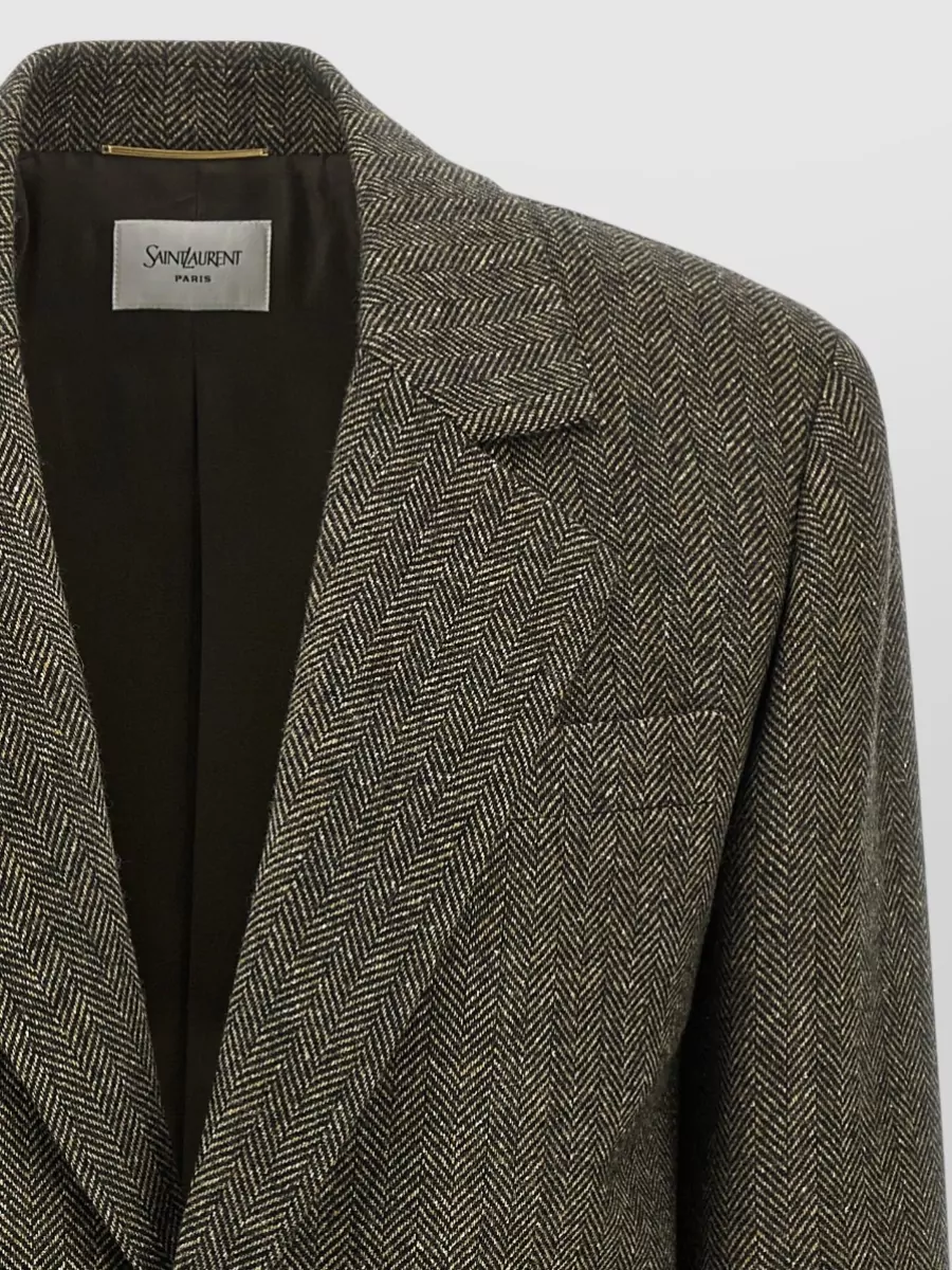 Saint Laurent Herringbone Single Breasted Blazer
