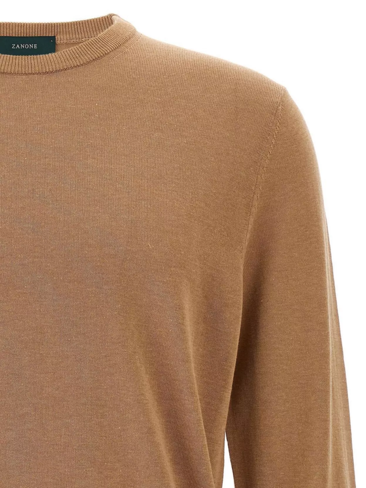 Zanone Crew Neck Cotton Sweater With Ribbed Cuffs