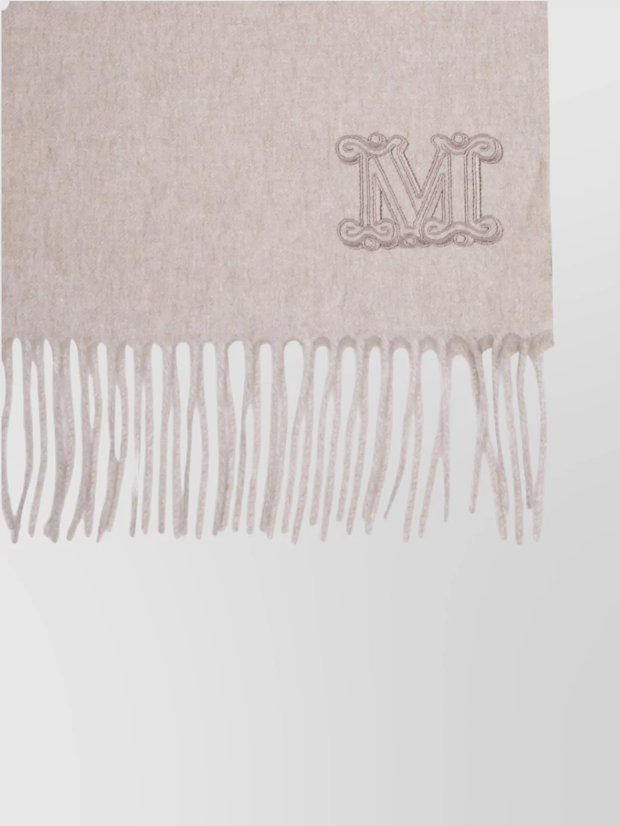 Max Mara Cashmere Soft Texture Fringed Hem Scarf In Neutral