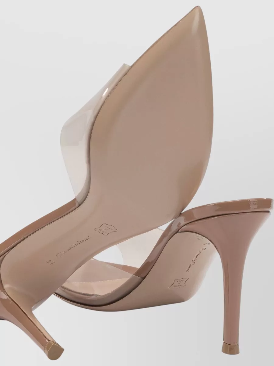 Gianvito Rossi Elle 85 Mm Pointed Toe Transparent Strap Mules