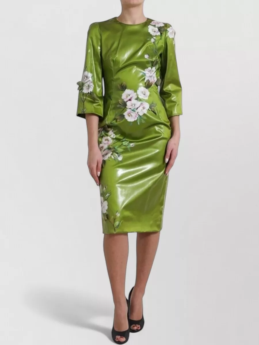 Dolce&Gabbana silk floral-embellished midi dress