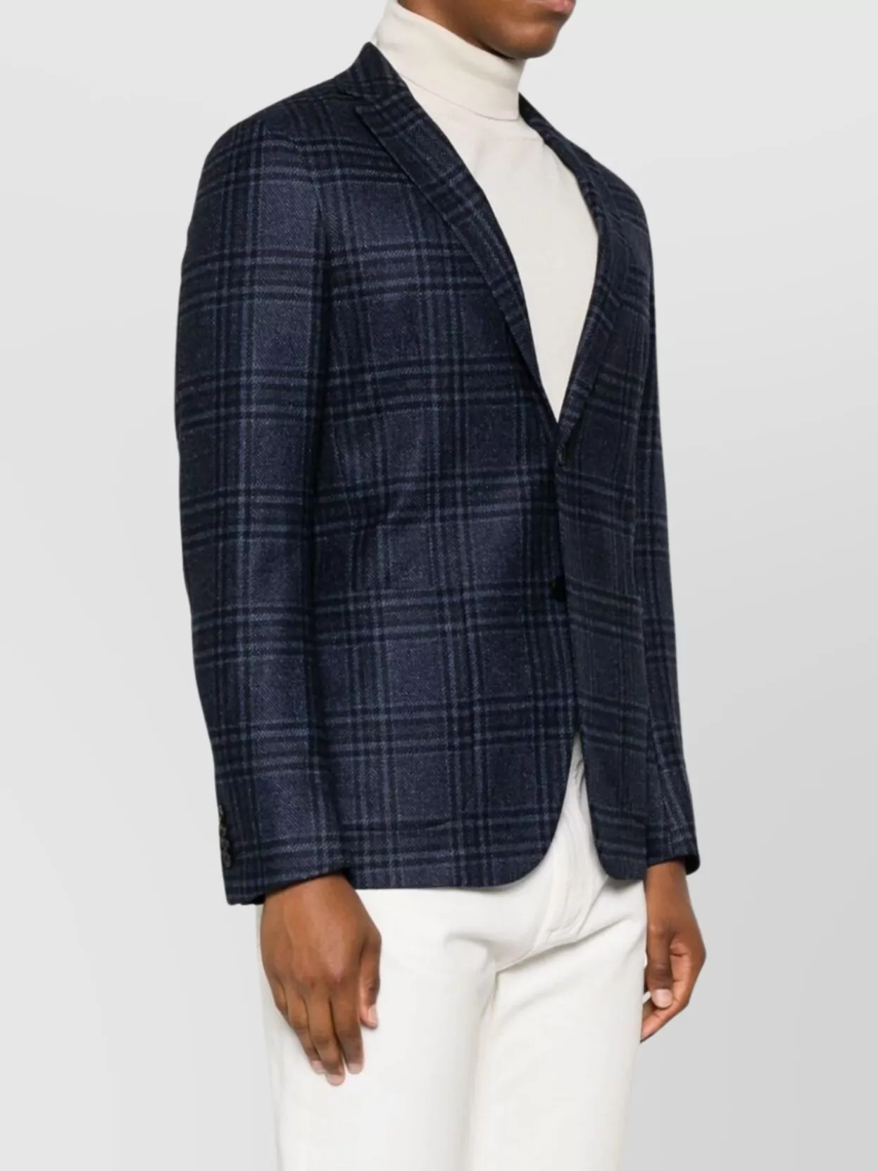 Shop Zegna Check Wool Blend Jacket In Blue