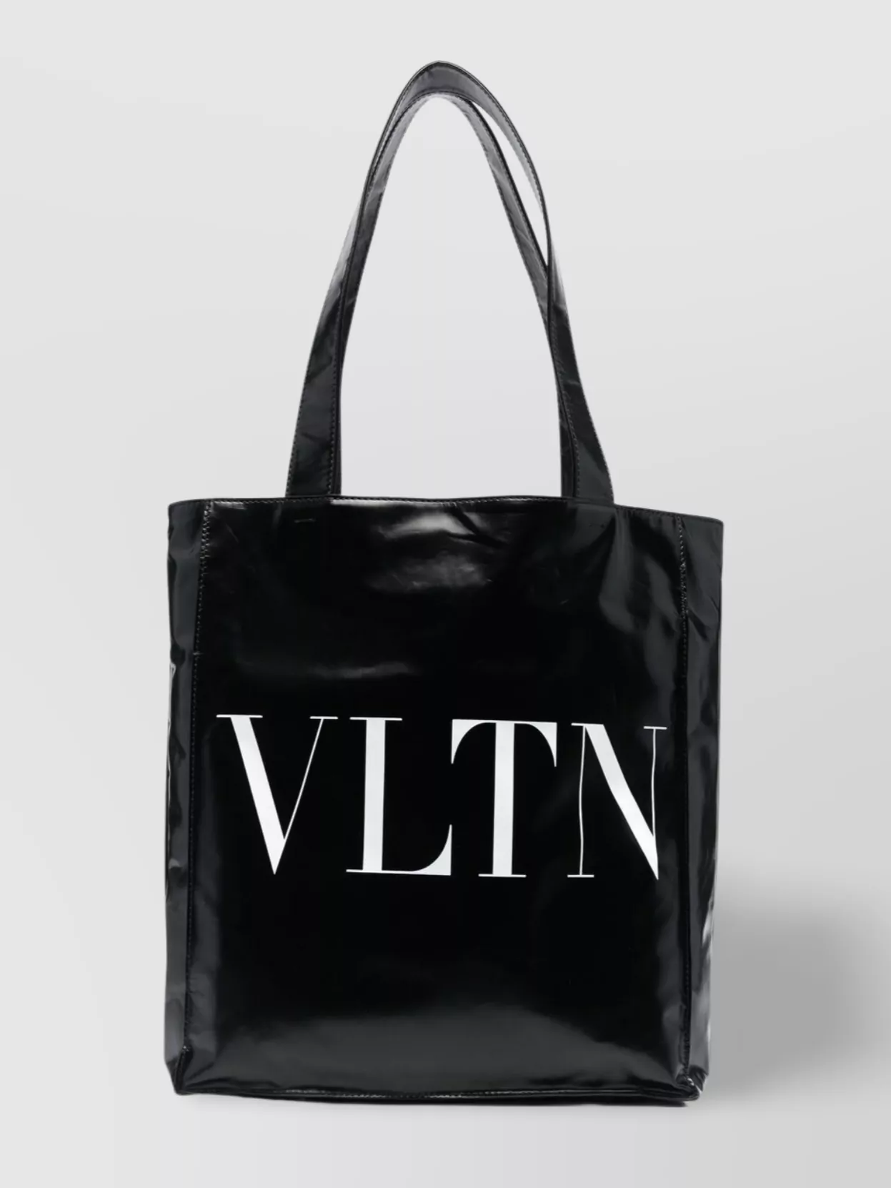 Shop Valentino Logo-print Faux Leather Tote Bag In Black