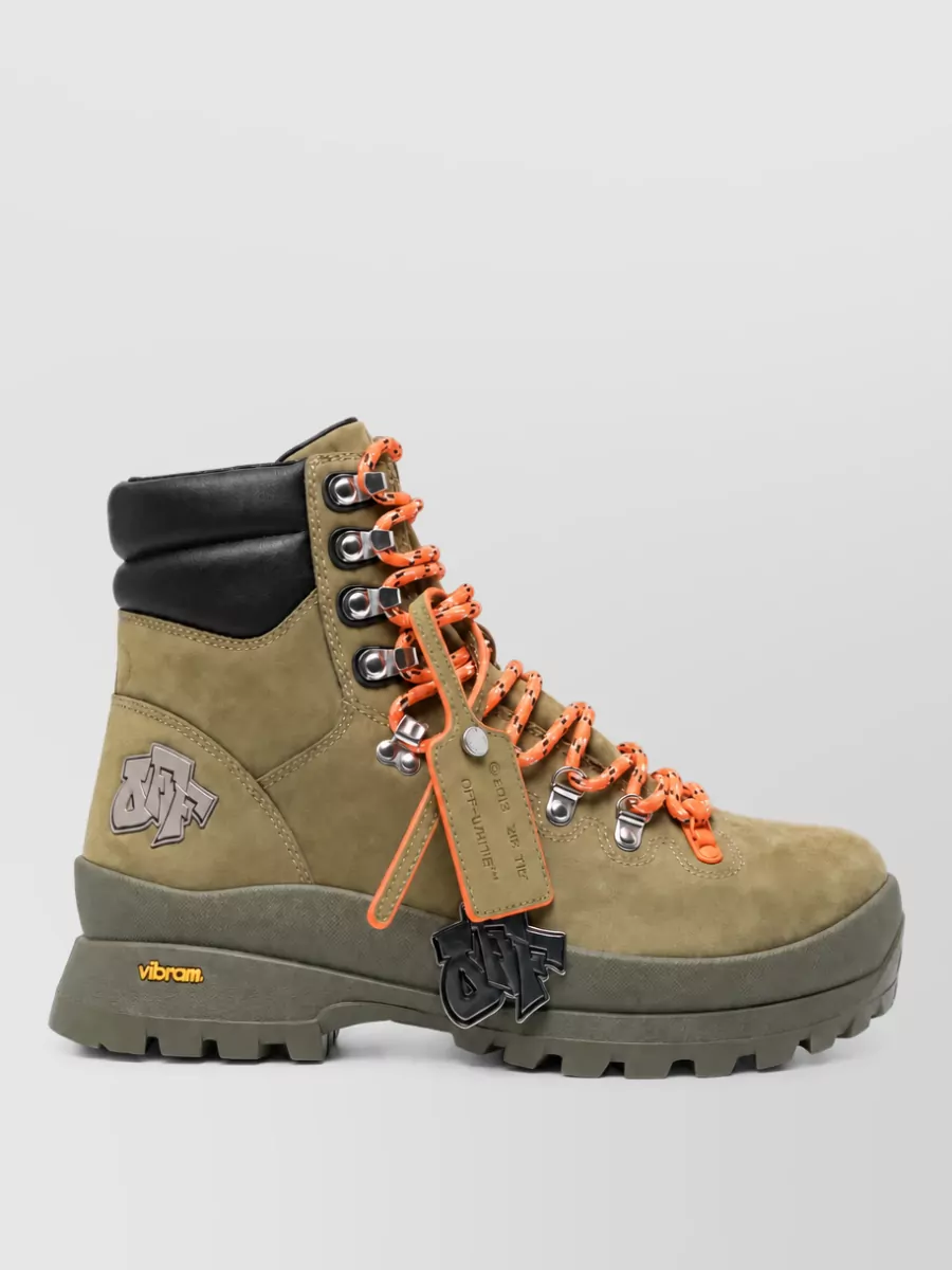 Off-White leather lace-up hiking boots
