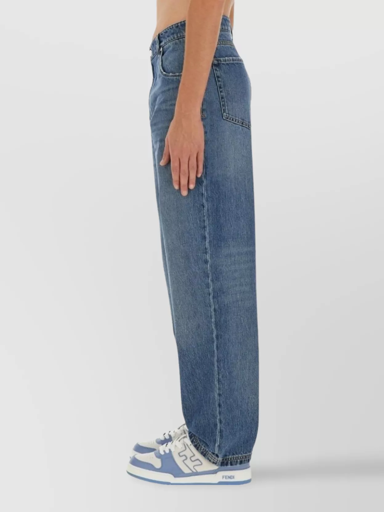 Fendi Regular Fit Denim Jeans With Contrast Stitching