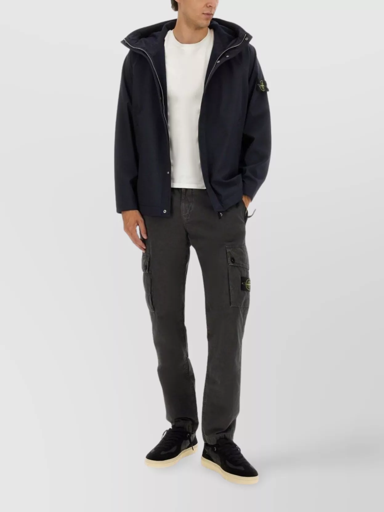 Stone Island Jacket Hooded Front Pockets In Blue