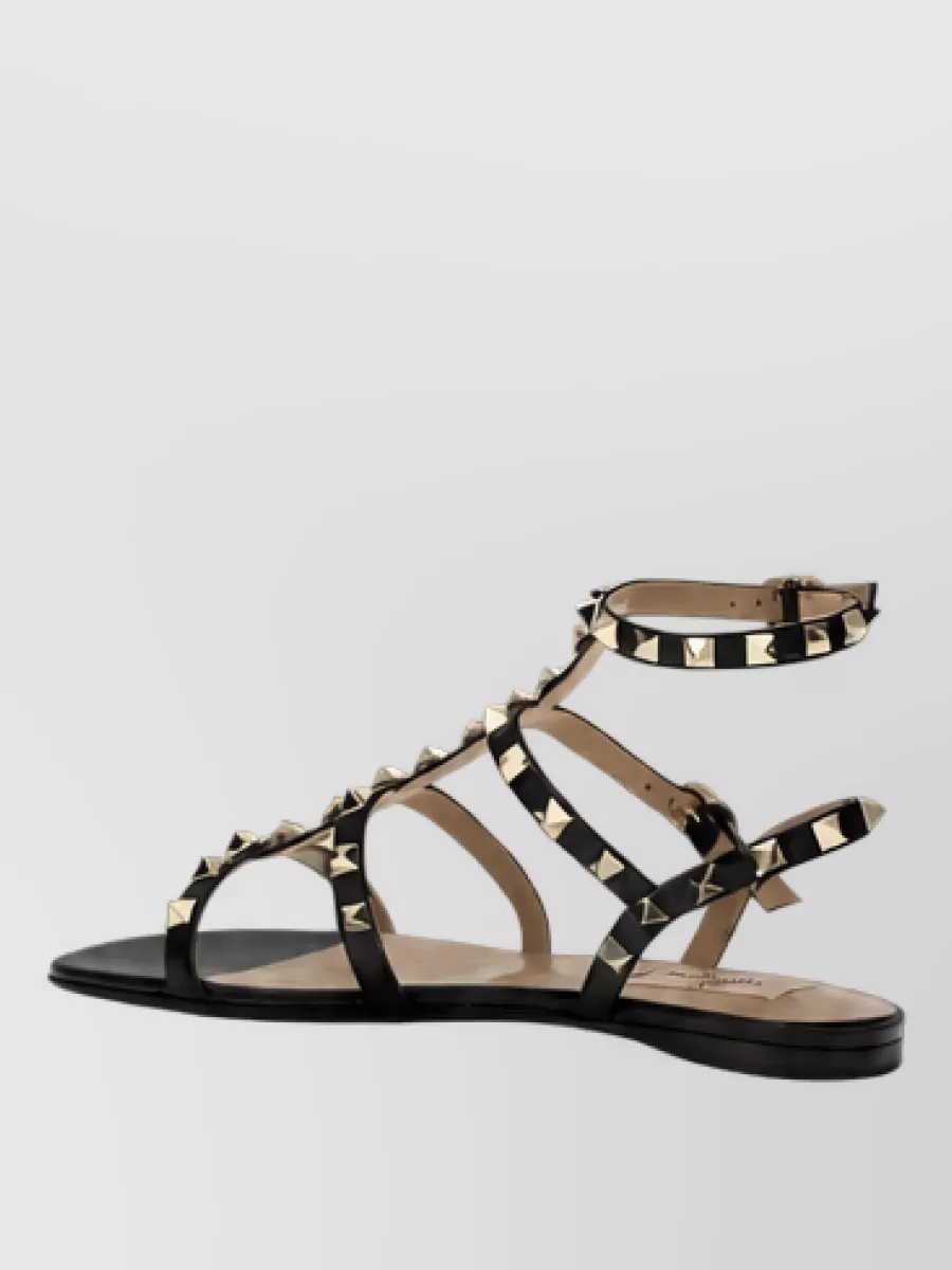 Valentino Garavani Leather Rockstud Flat Sandals