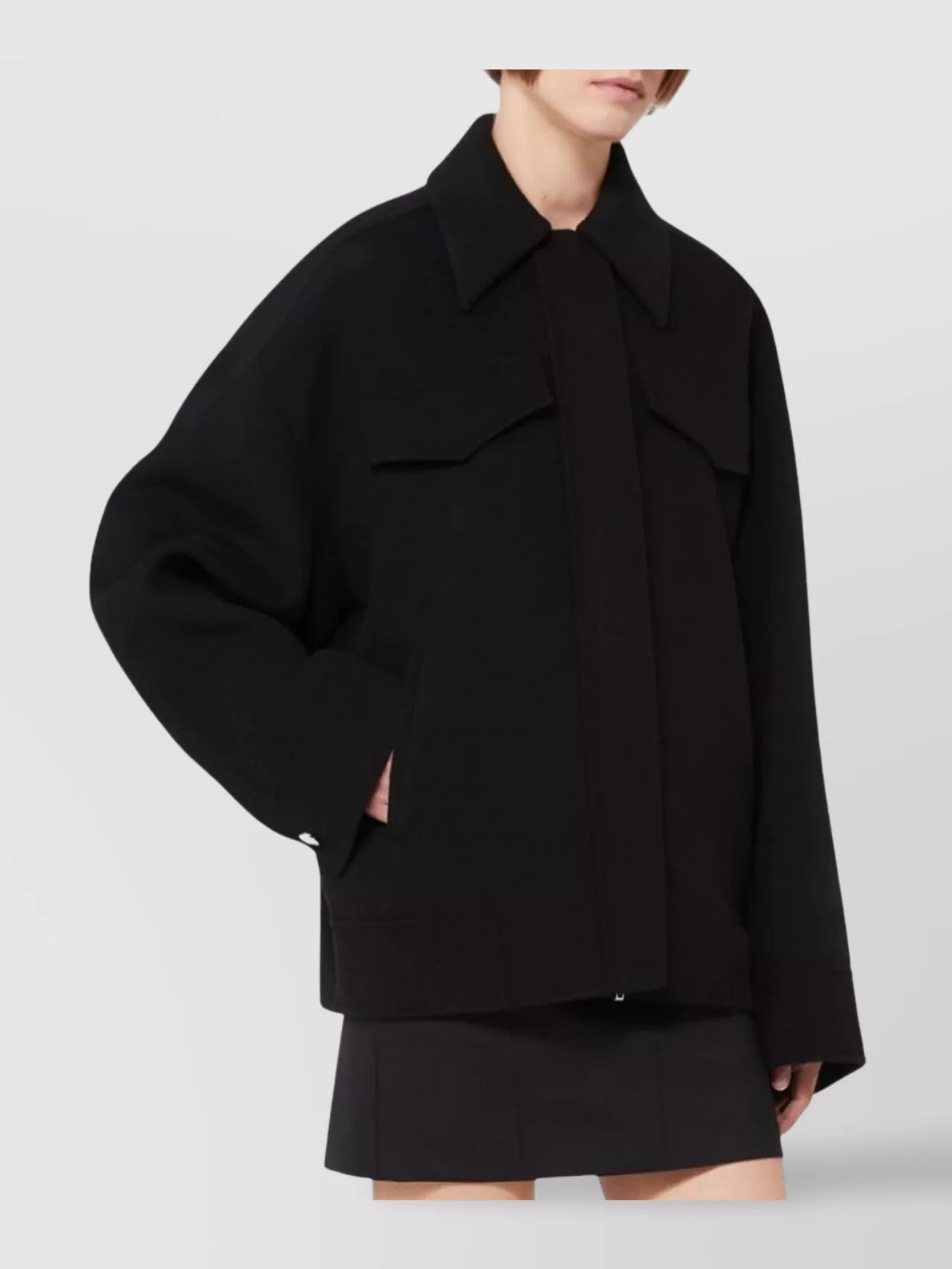 Sportmax Bomber Inspired Double Wool Pea Coat