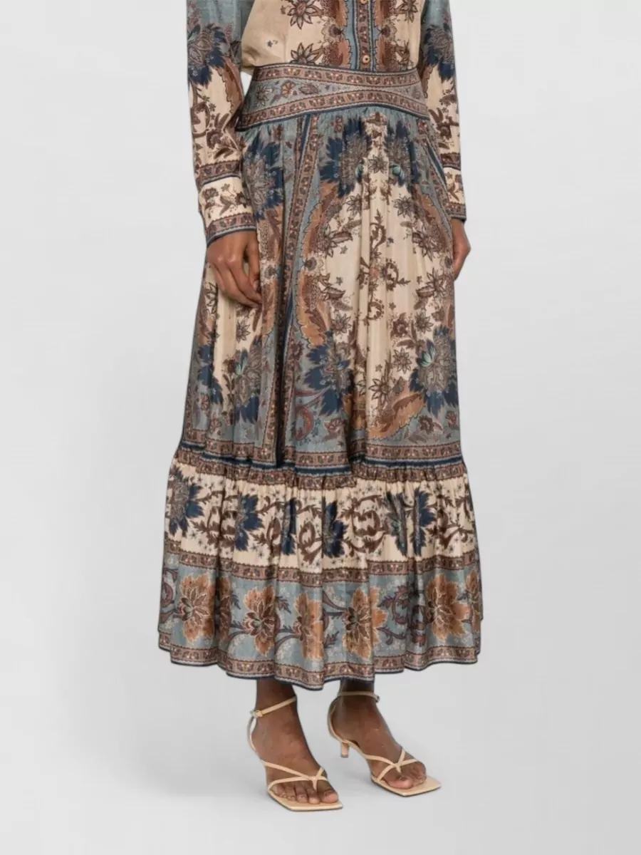 Zimmermann Silk Tiered Midi Skirt