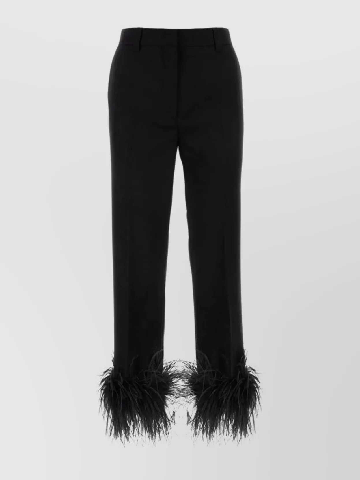 Shop Miu Miu Tailored Stretch Wool Trousers In Black