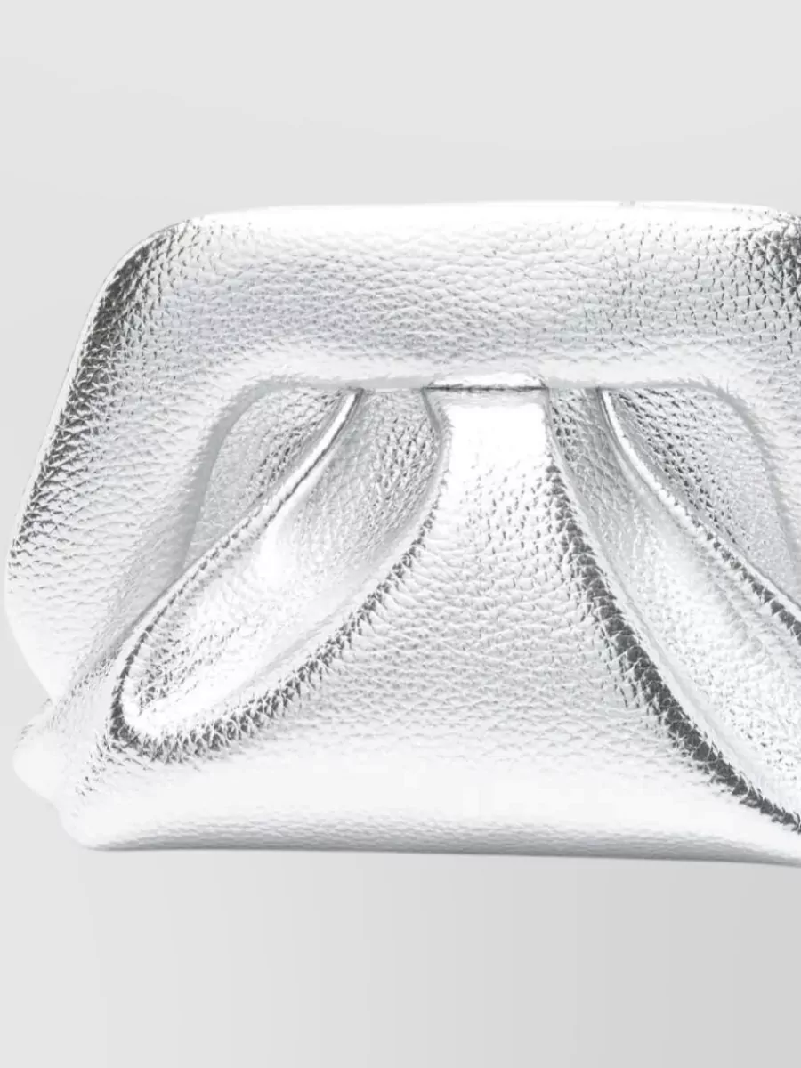 Themoiré Bios Small Vegan Leather Gathered Clutch Bag