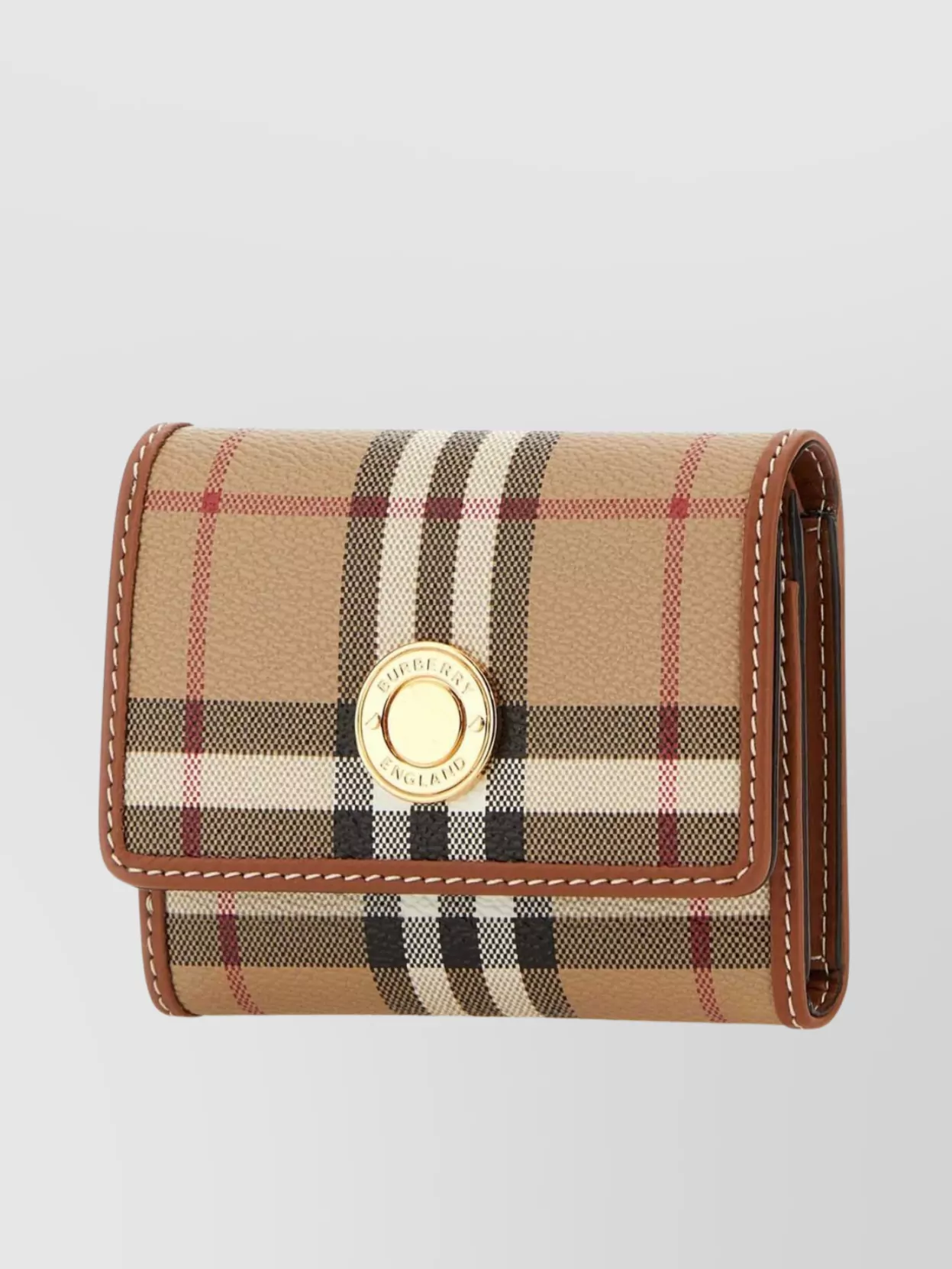 Shop Burberry Checkered Canvas And Leather Small Wallet