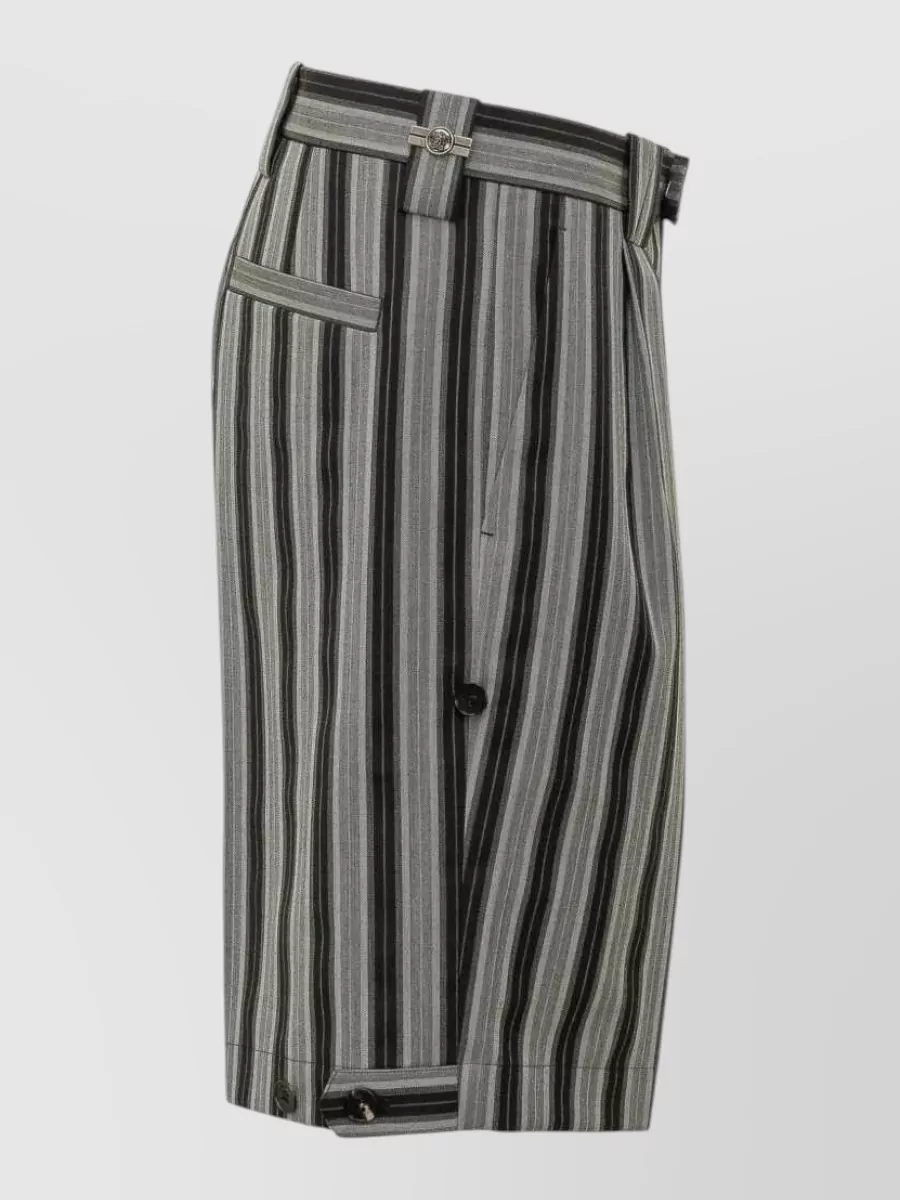 Versace Striped Wool Straight-Leg Trousers