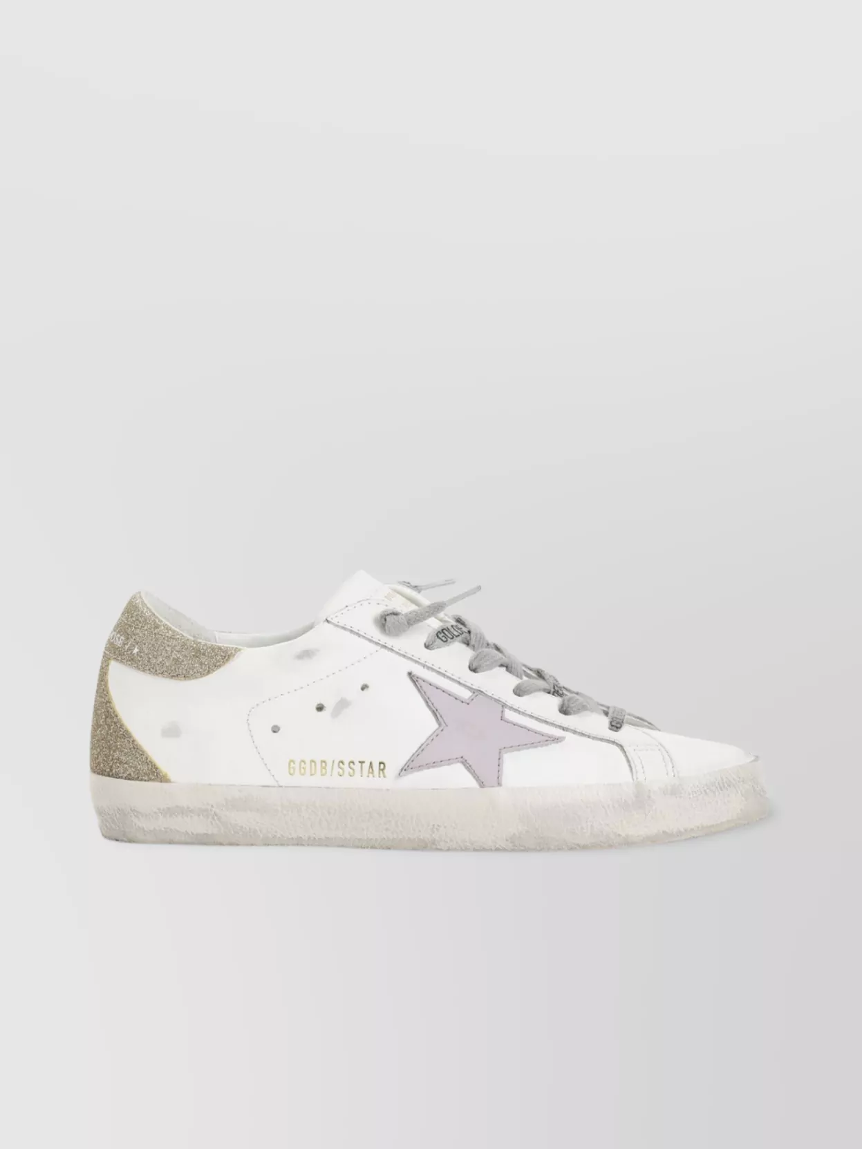 Golden Goose Deluxe Brand Premium White Leather Sneakers With Glitter Accents In White