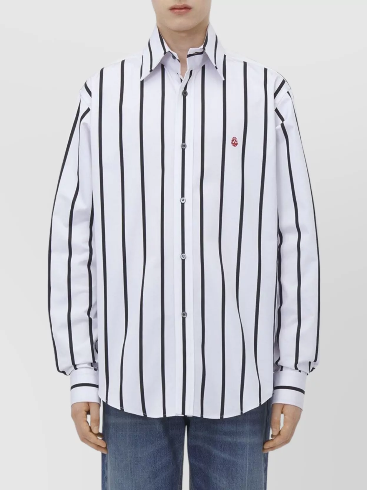 Alexander Mcqueen Striped Shirt Skull Embroidery