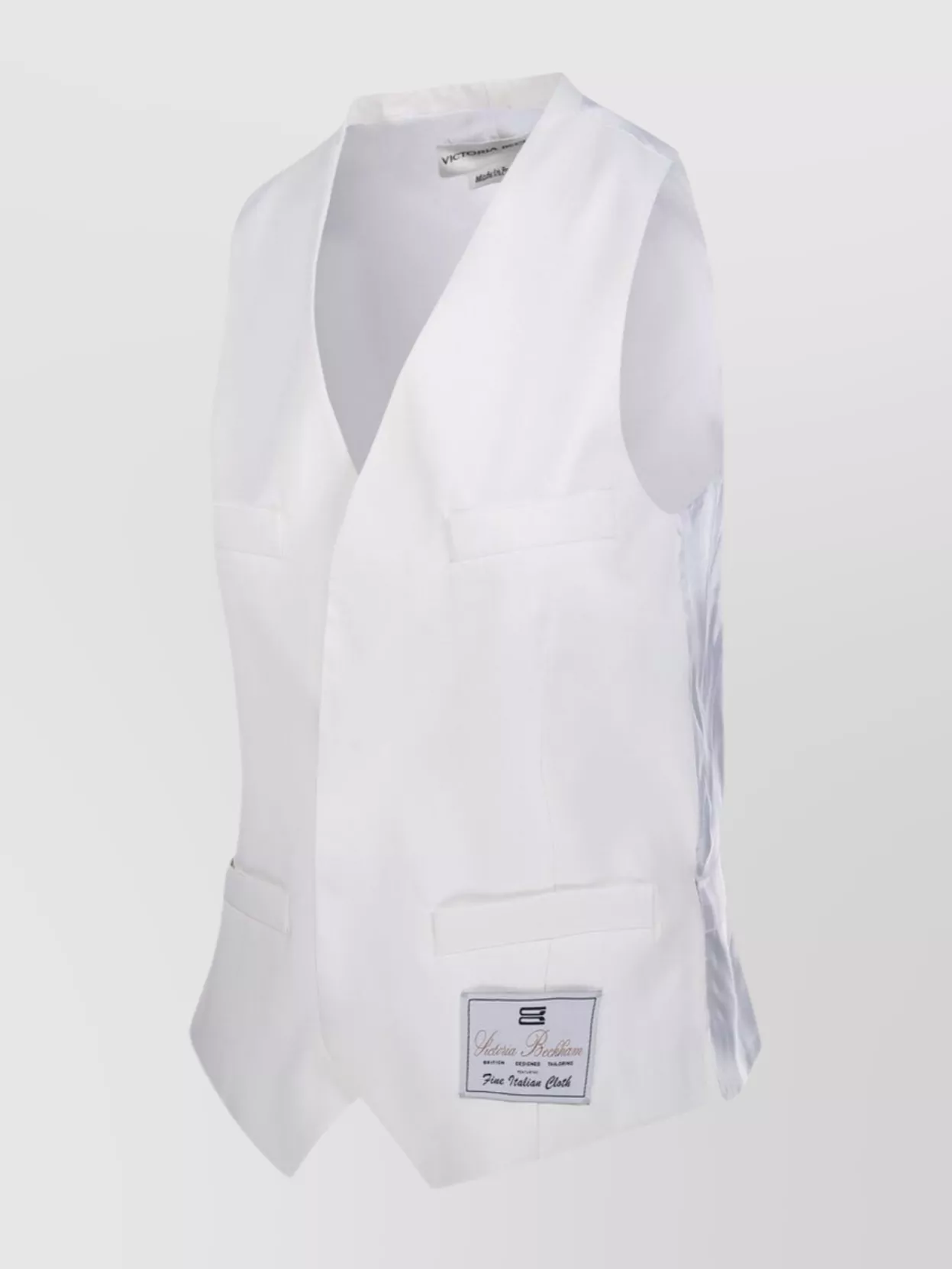 Shop Victoria Beckham Fitted V-neck Sleeveless Vest With Front Pockets