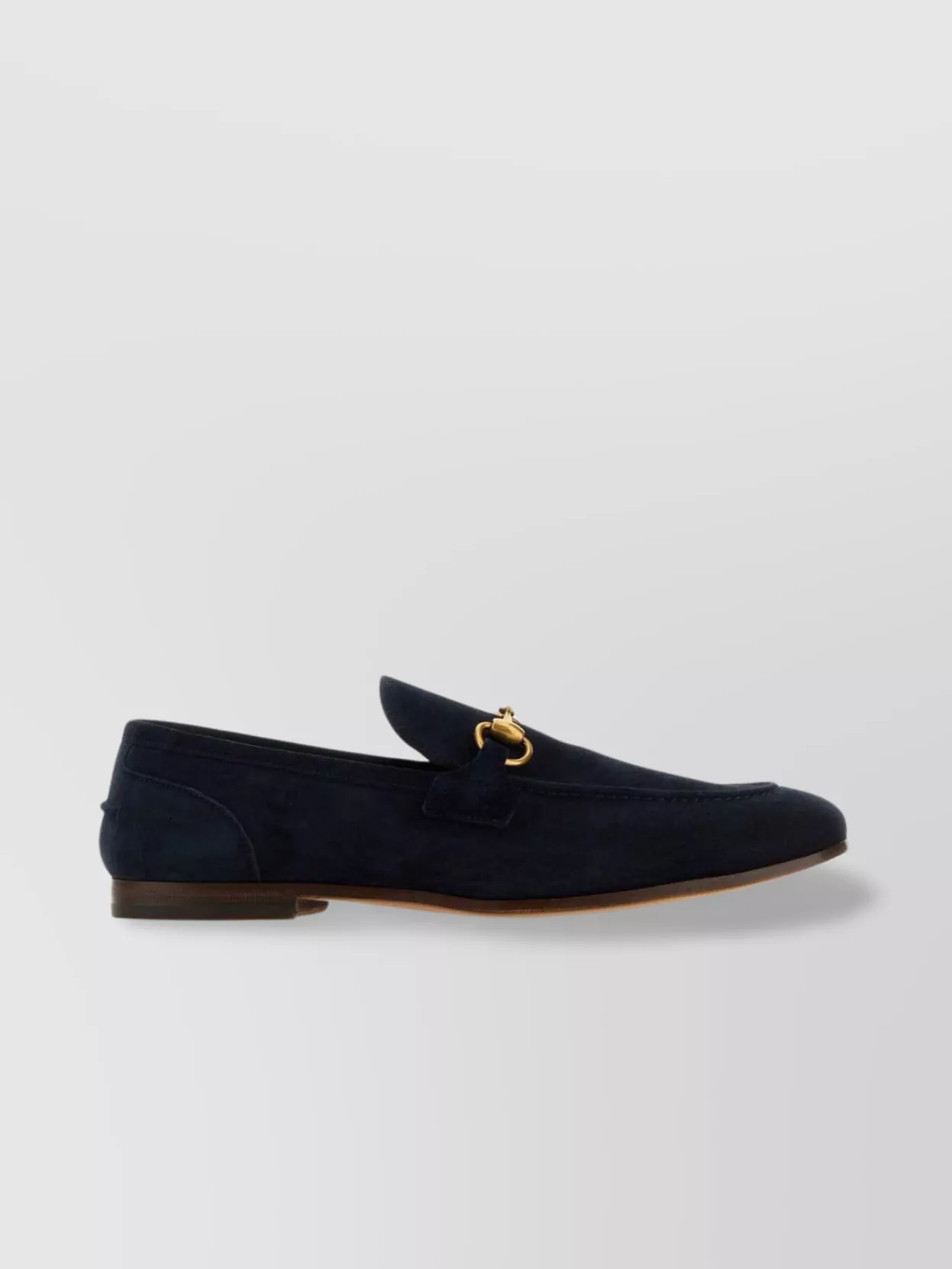 Shop Gucci Suede Loafers With Round Toe And Metal Horsebit