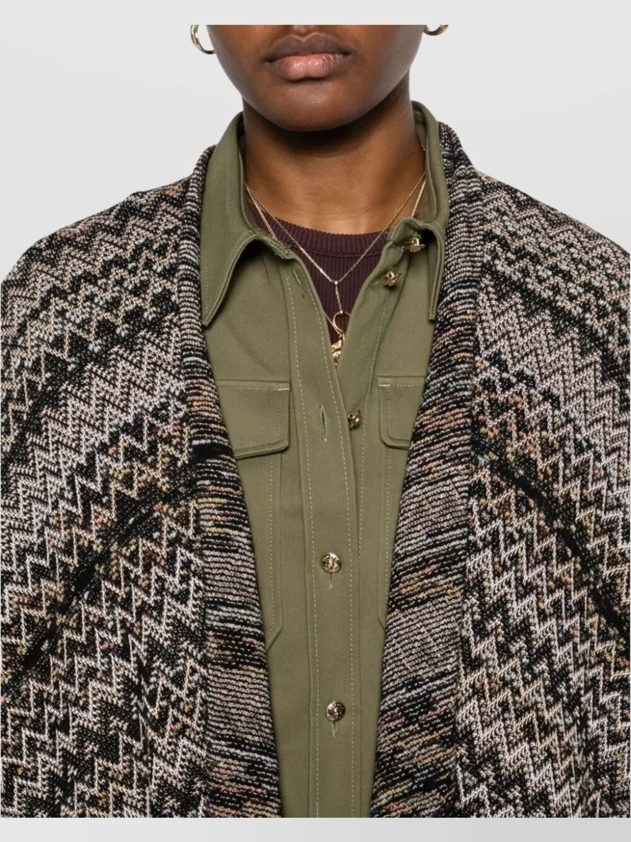 Missoni Knit Cape With Chevron Pattern And Draped Design