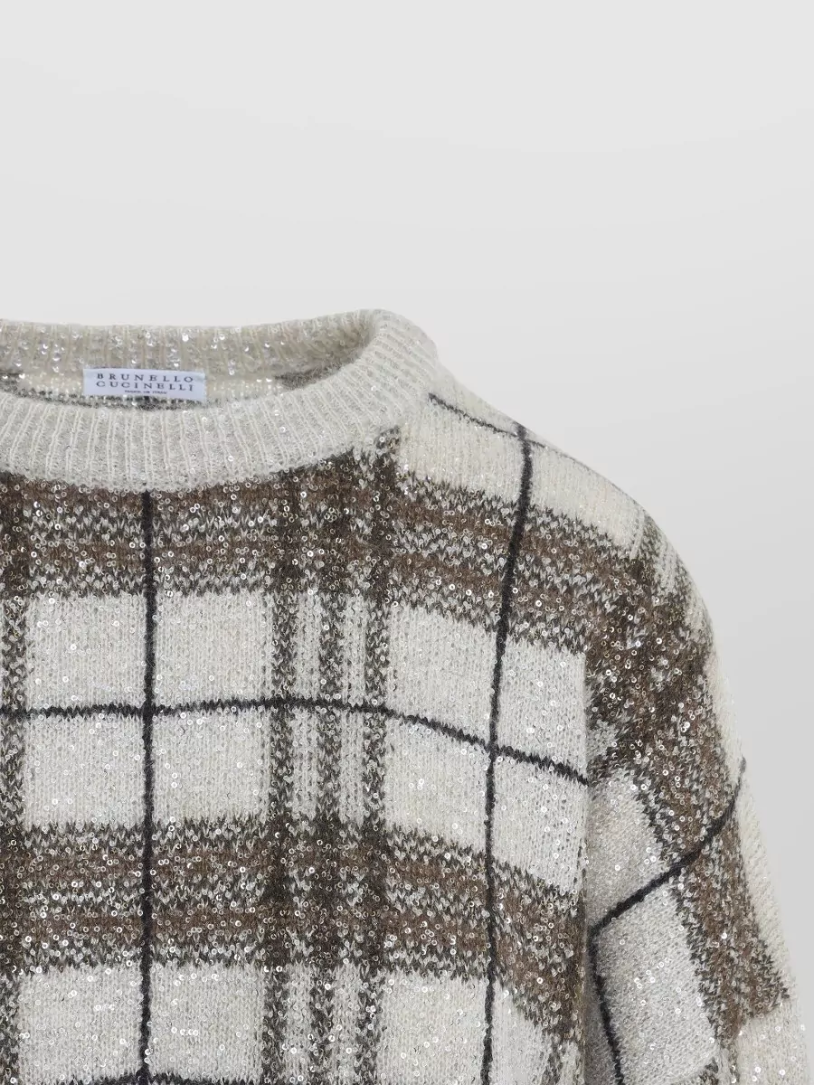 Brunello Cucinelli Checked Mohair-Blend Sweater