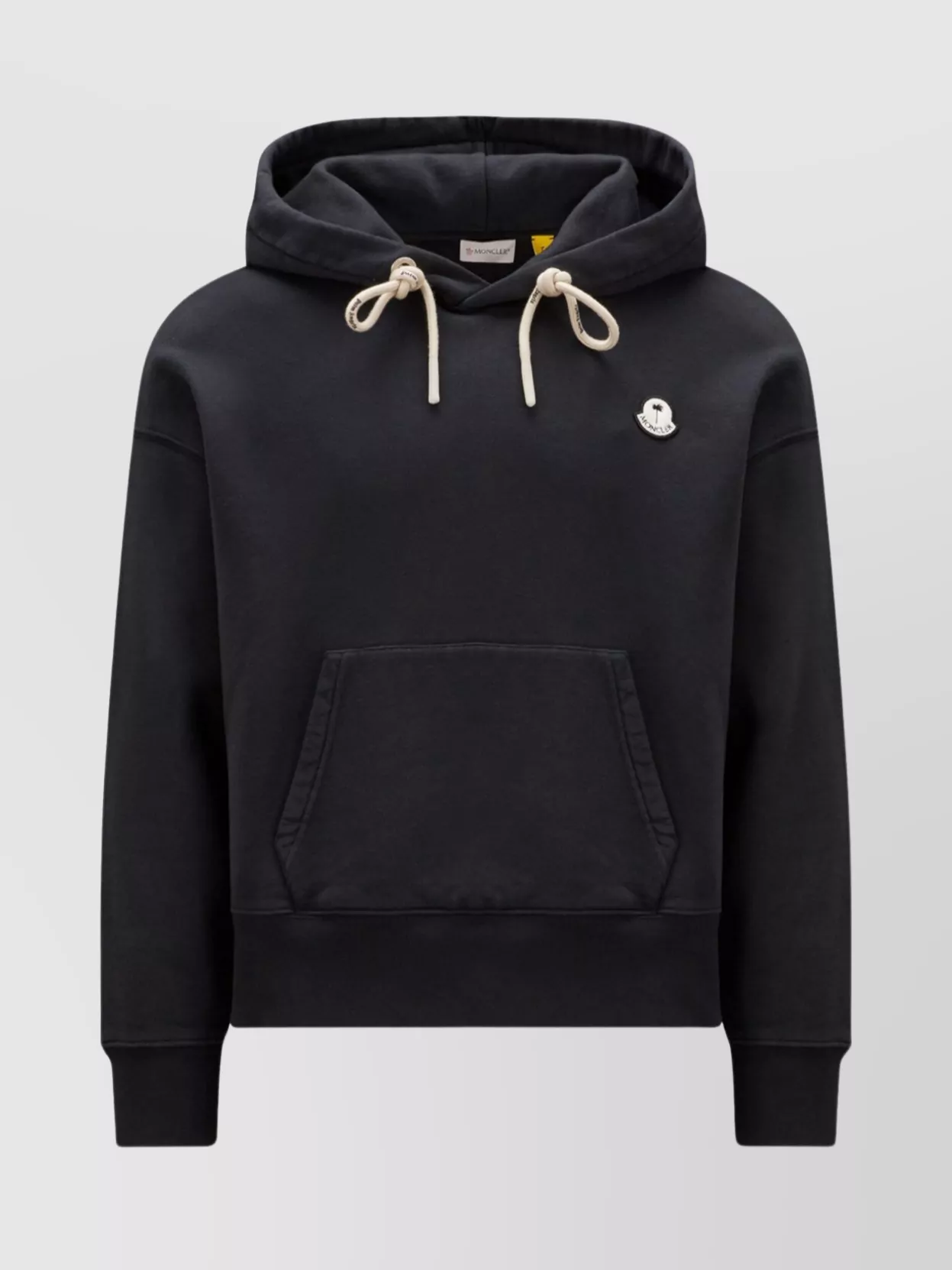 Moncler Genius Drawstring Hoodie With Ribbed Cuffs And Hem In Black