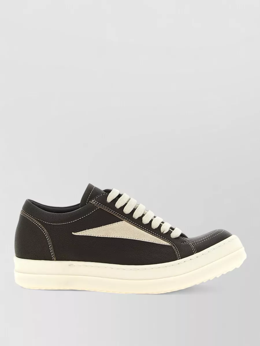 Rick Owens Leather Low-Top Lace-Up Sneakers