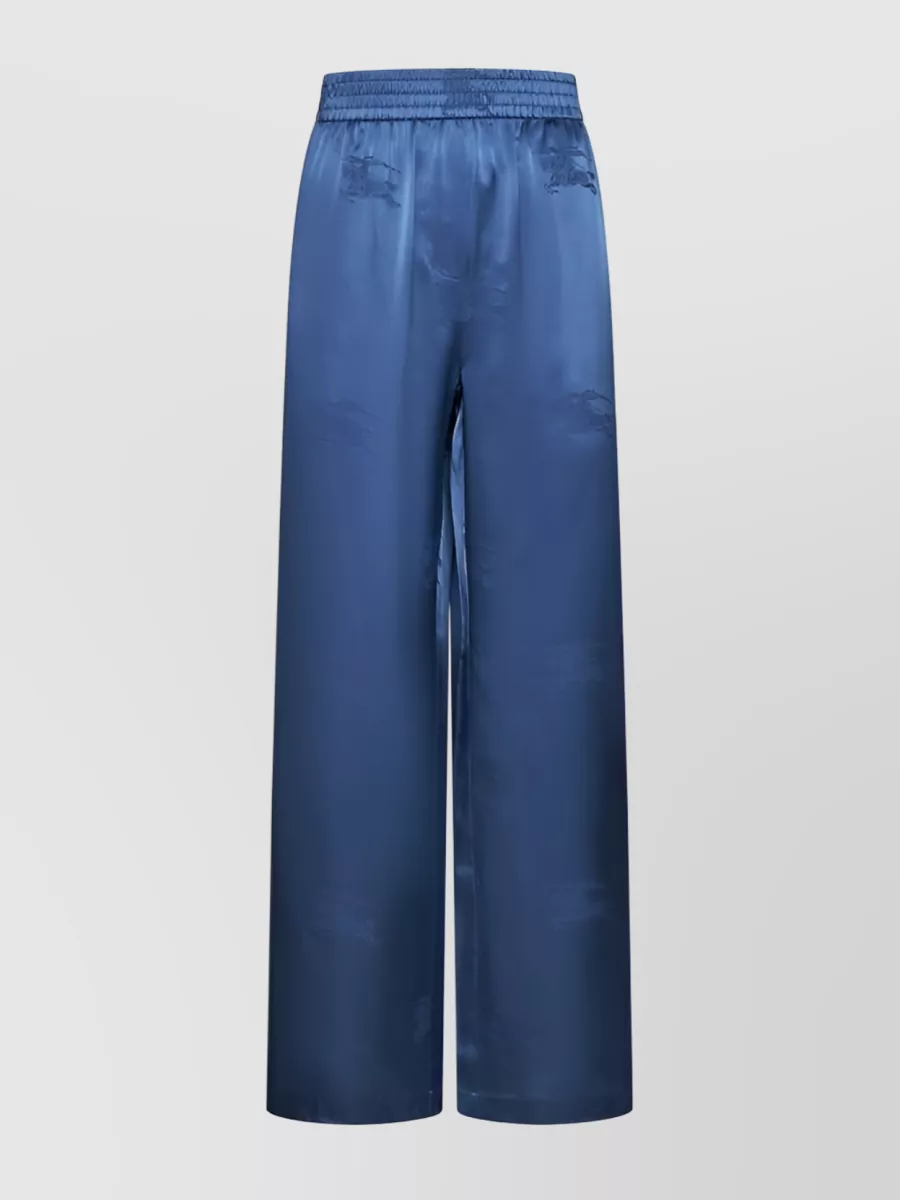 Shop Burberry Signature Logo Wide-leg Pants In Blue