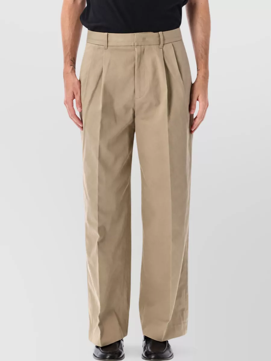 Dunst Cotton double pleated wide-leg trousers