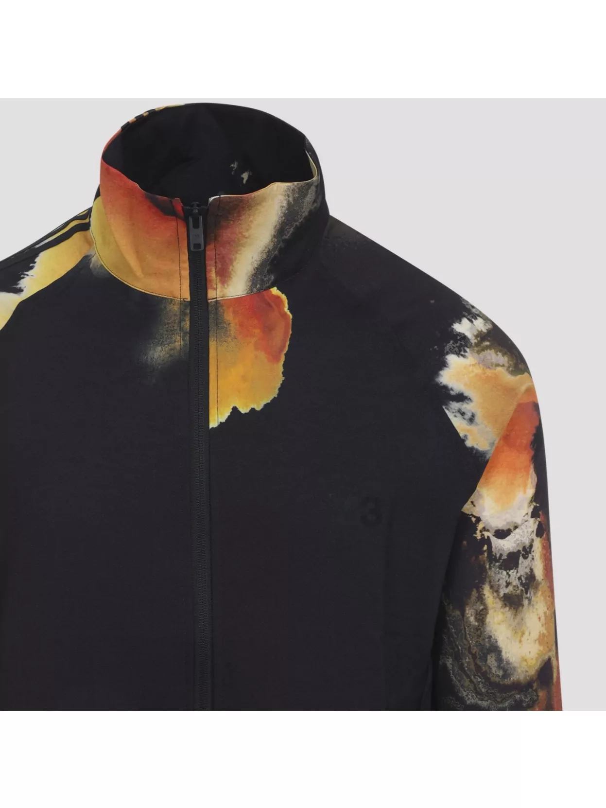 Y-3 Abstract Print Long Sleeve High Collar Jacket In Black