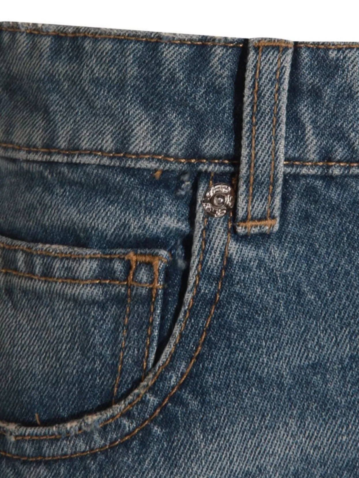 Blumarine Denim Shorts With Frayed Hem And Embellishments In Blue