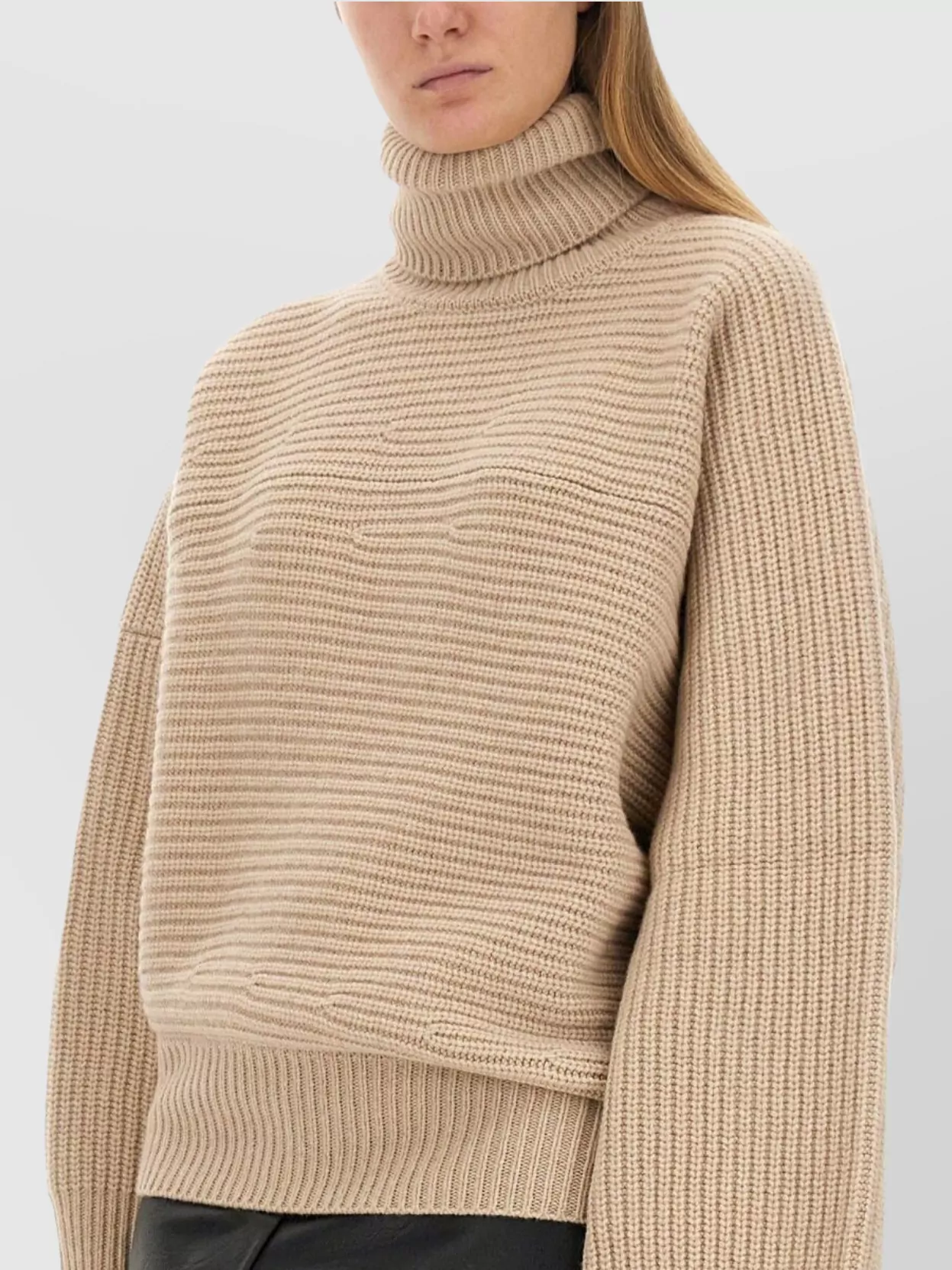 Stella Mccartney Textured Knit Oversized Turtleneck Shirt