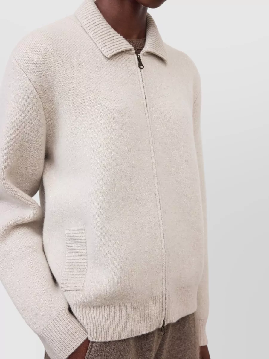 Lisa Yang Cashmere Ribbed Fitted Cardigan Jacket