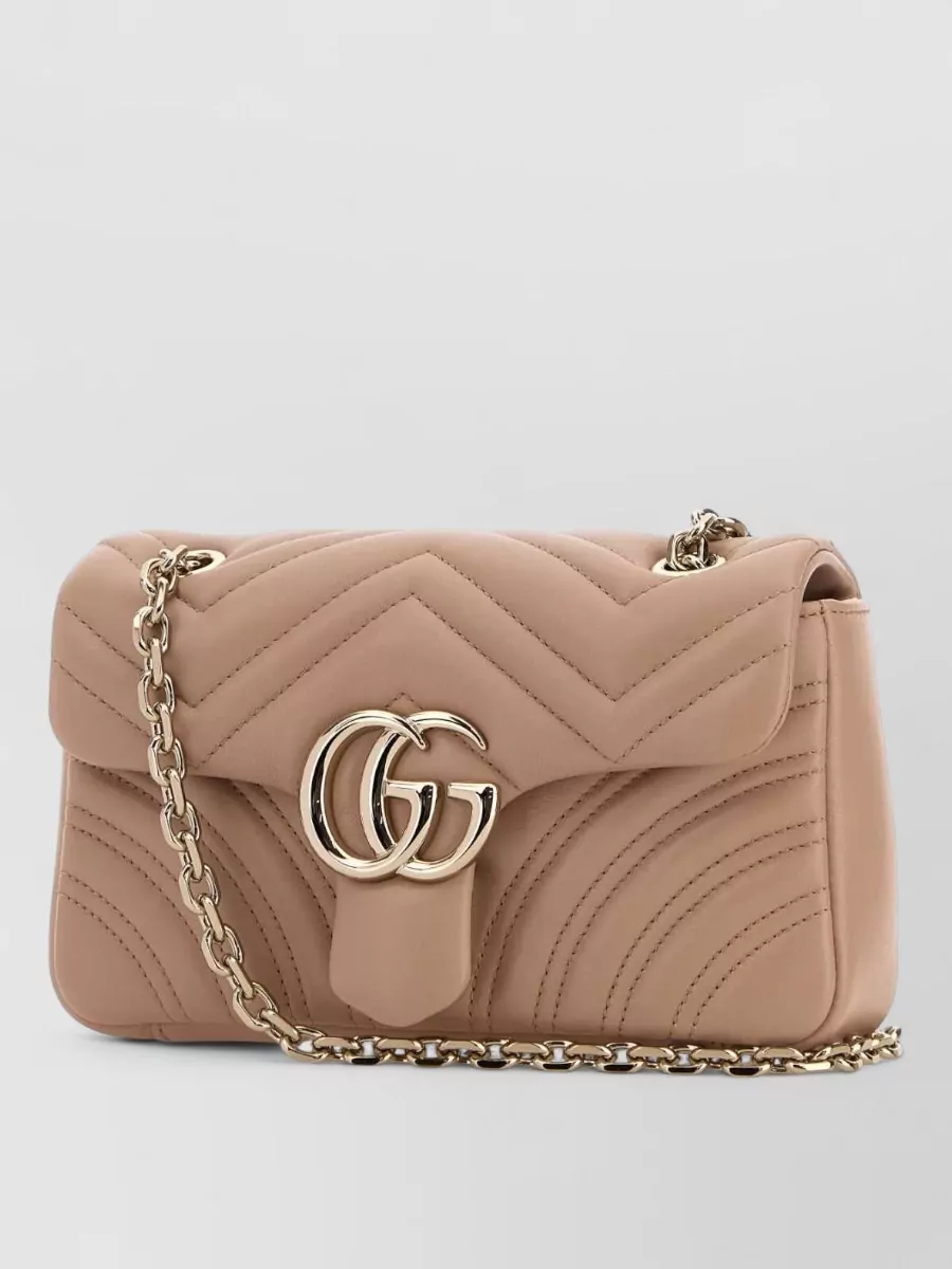 Gucci Nappa Leather Small Gg Marmont Shoulder Bag