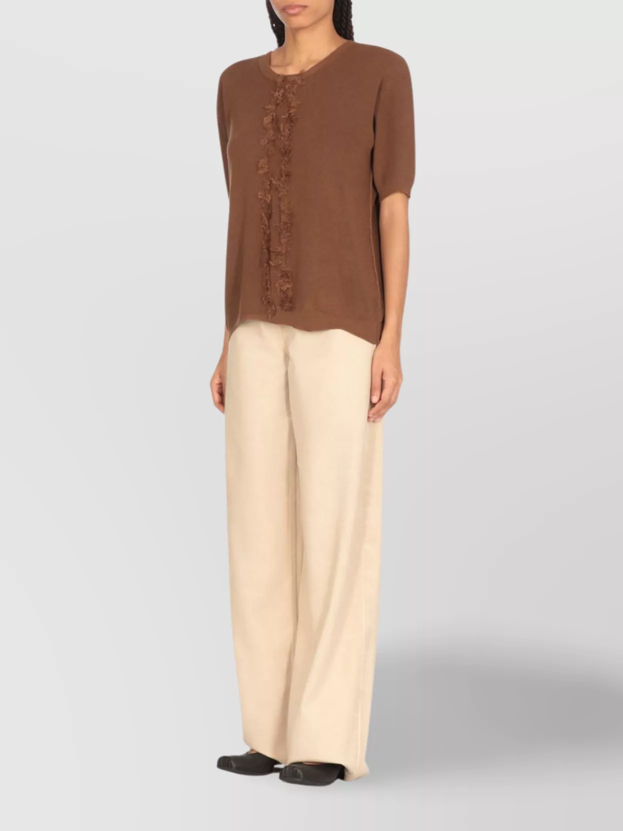 Uma Wang Ribbed Crewneck Knitwear Fringes