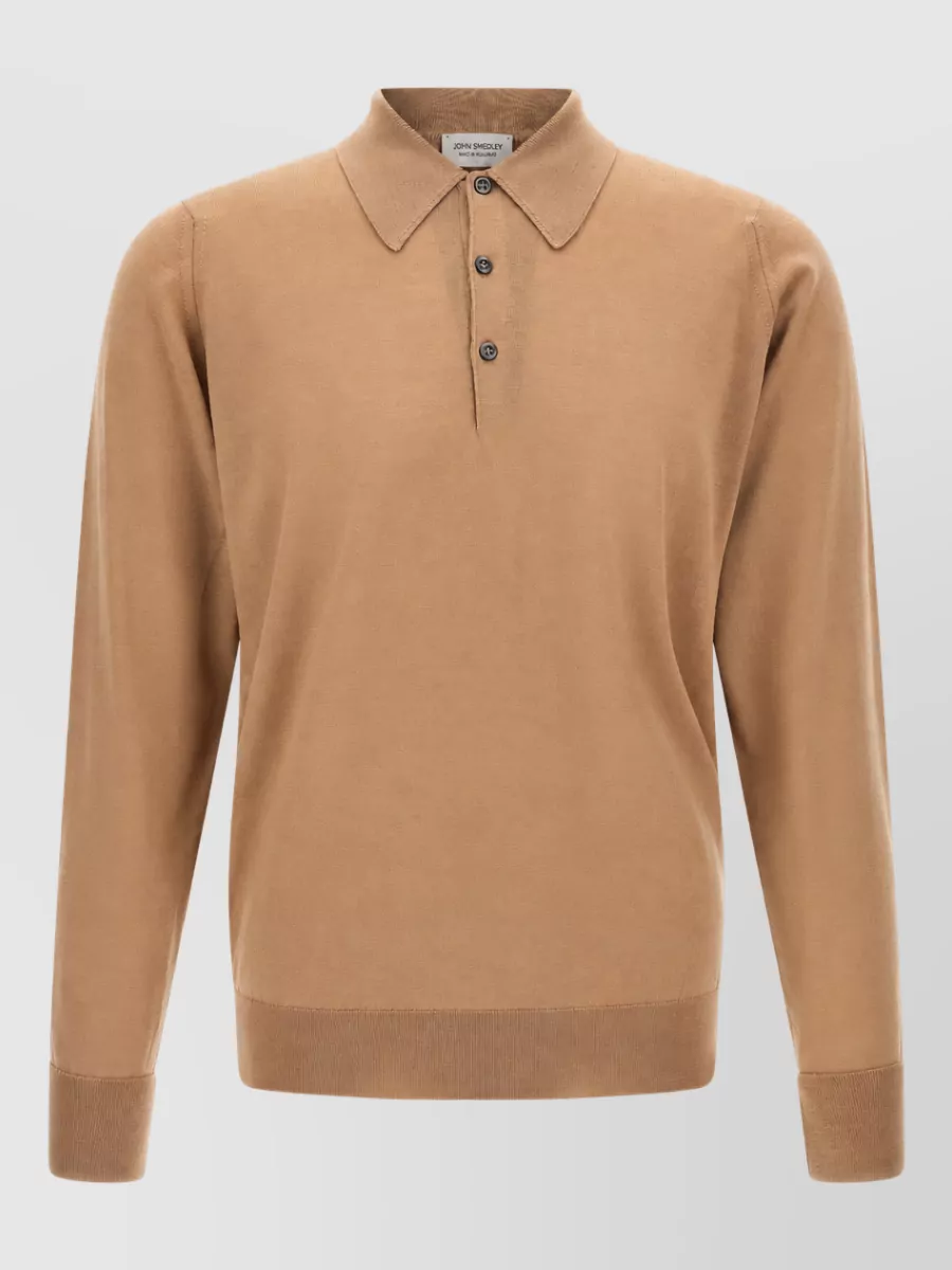John Smedley Merino wool long-sleeve polo shirt
