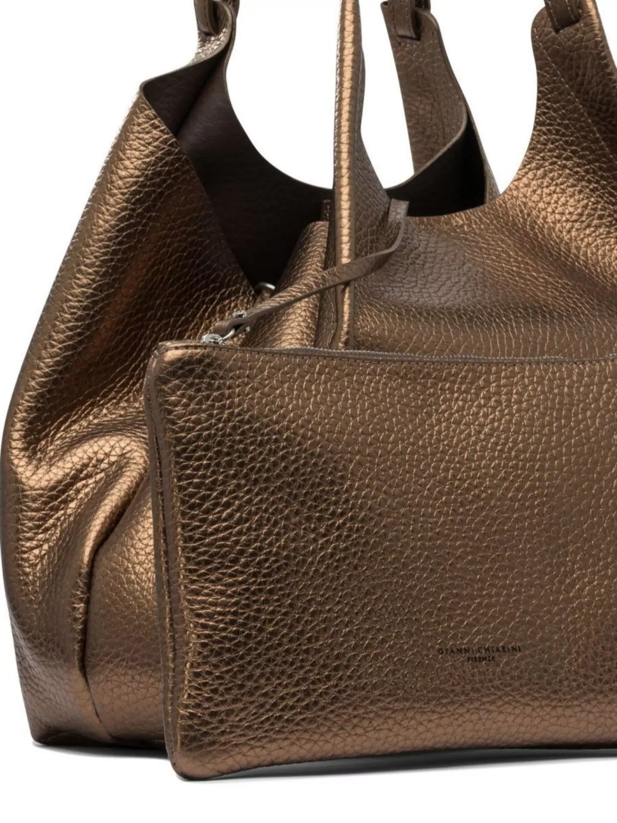 Gianni Chiarini Metallic Dual Handle Textured Shoulder Bag