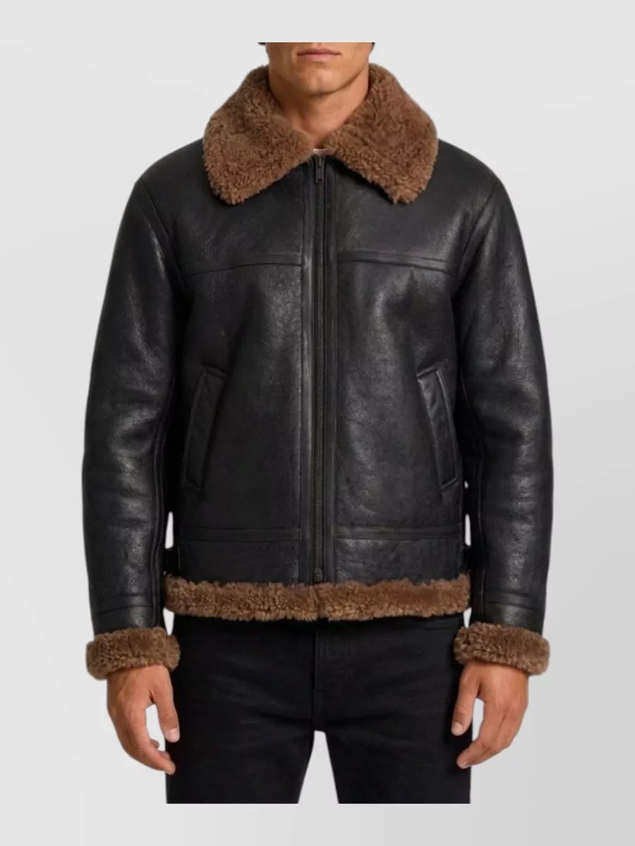 Saint Laurent shearling leather biker jacket