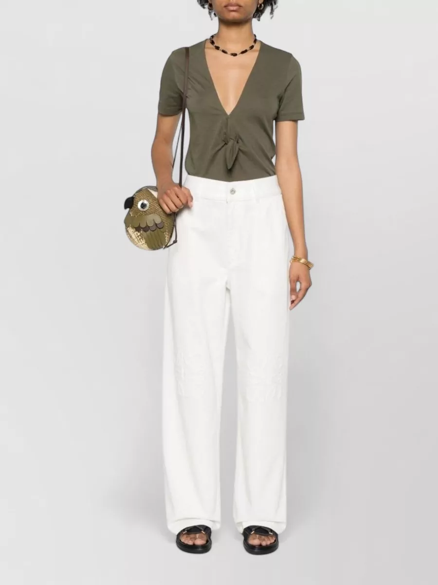 Loewe Paula's Ibiza V-Neck Knot-Detail T-Shirt