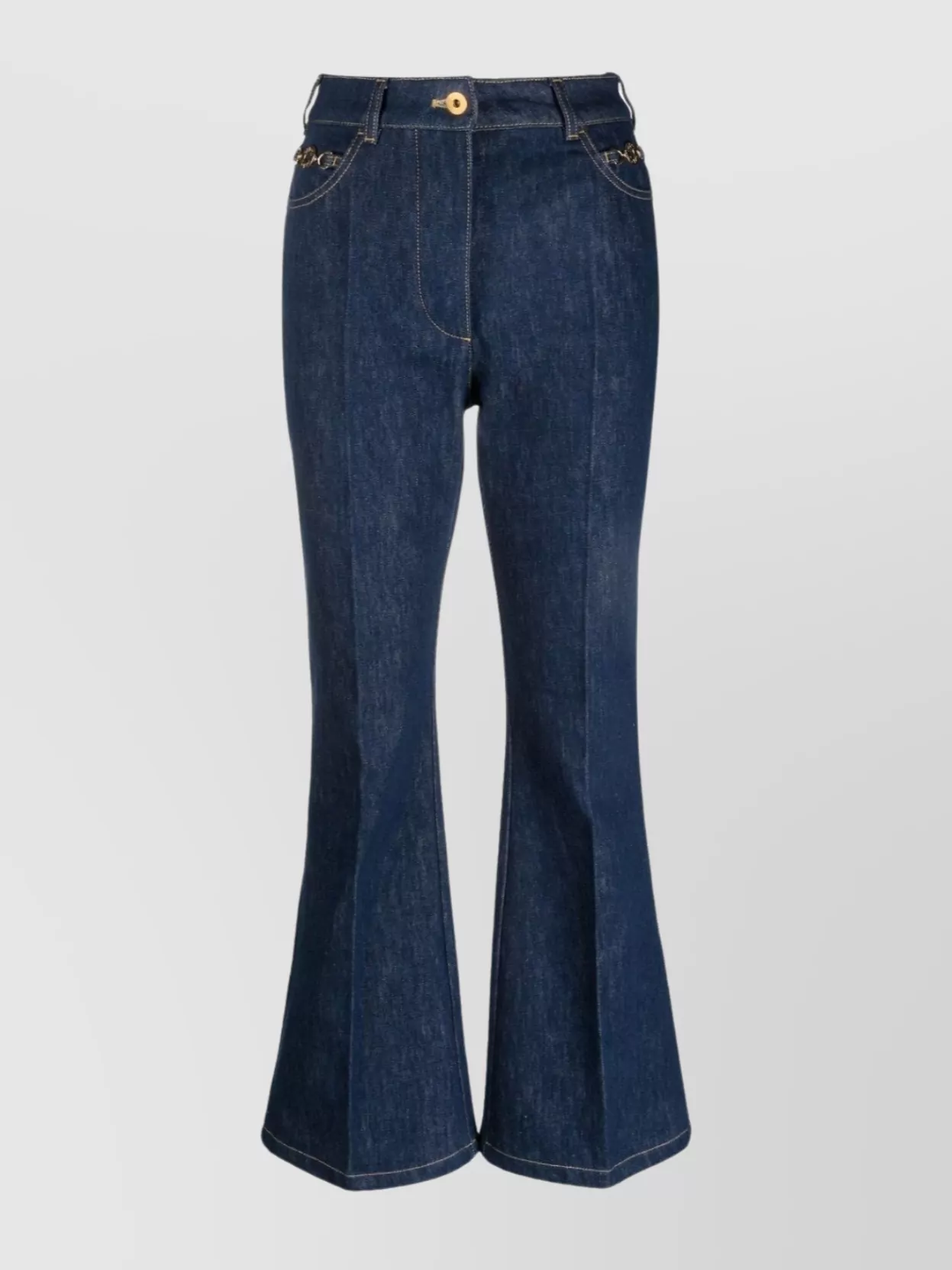 Shop Patou Flared High Waist Trousers In Blue